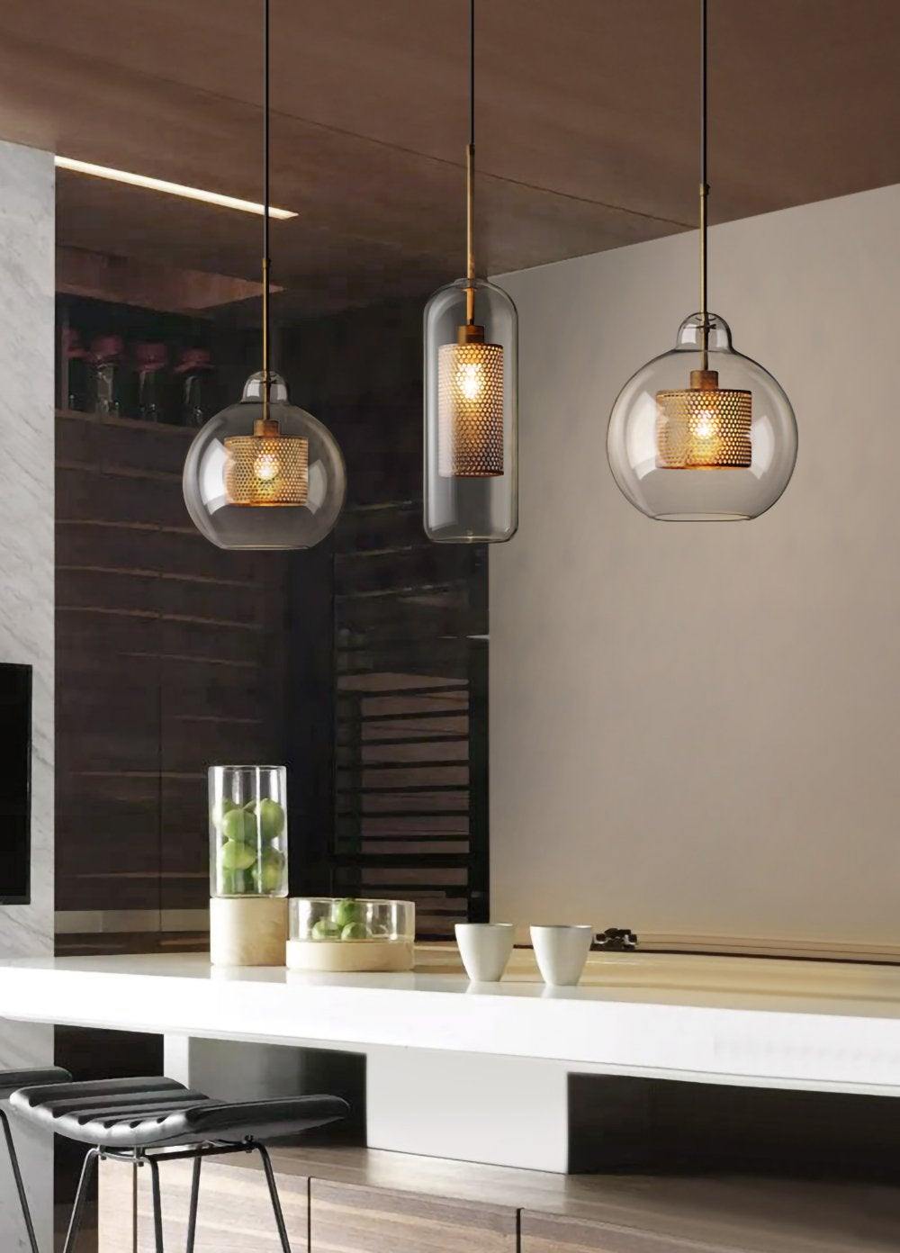 Lampe à suspension en verre Chiswick