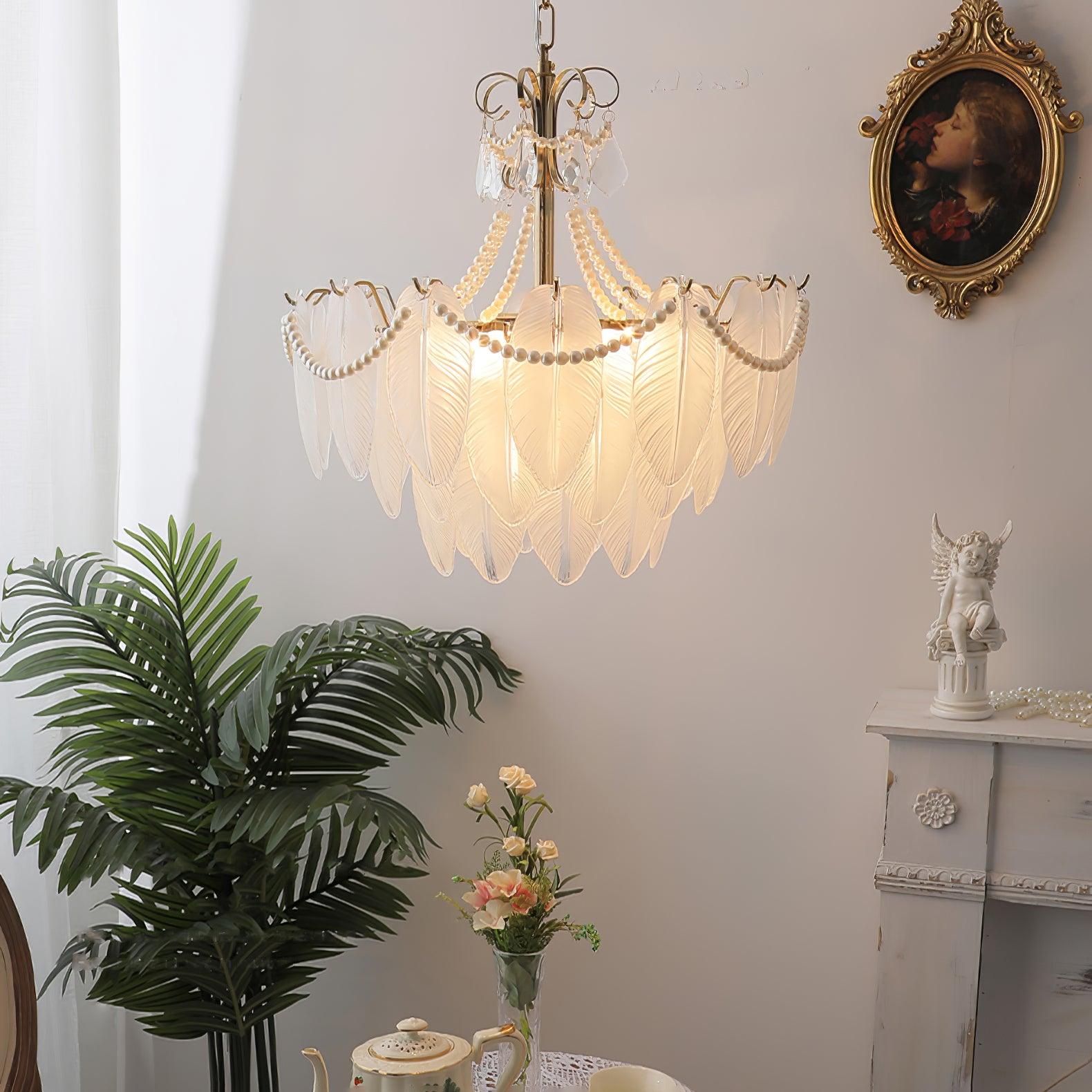 Angel Glass Feather Chandelier - Decormote