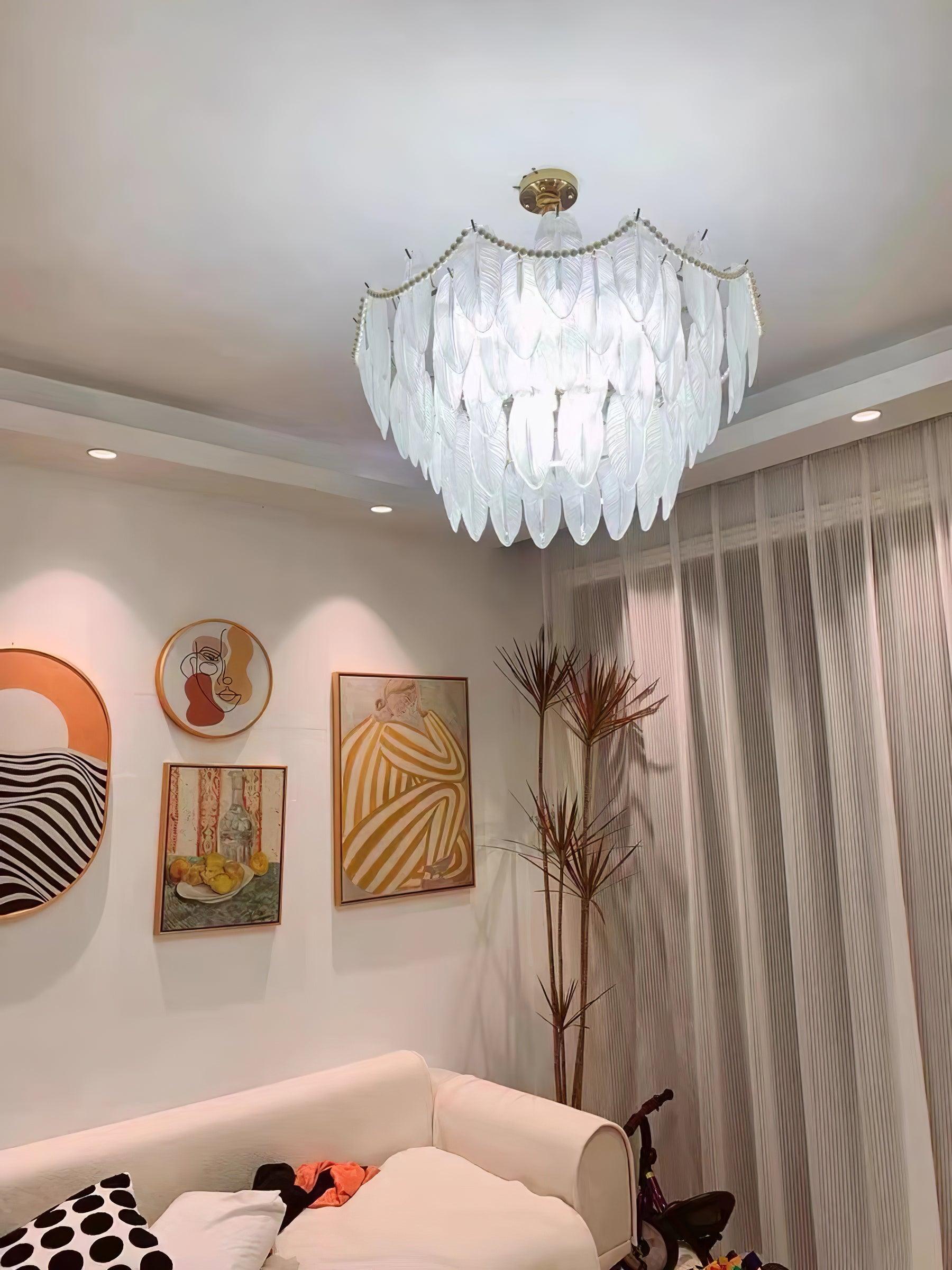 Angel Glass Feather Chandelier - Decormote