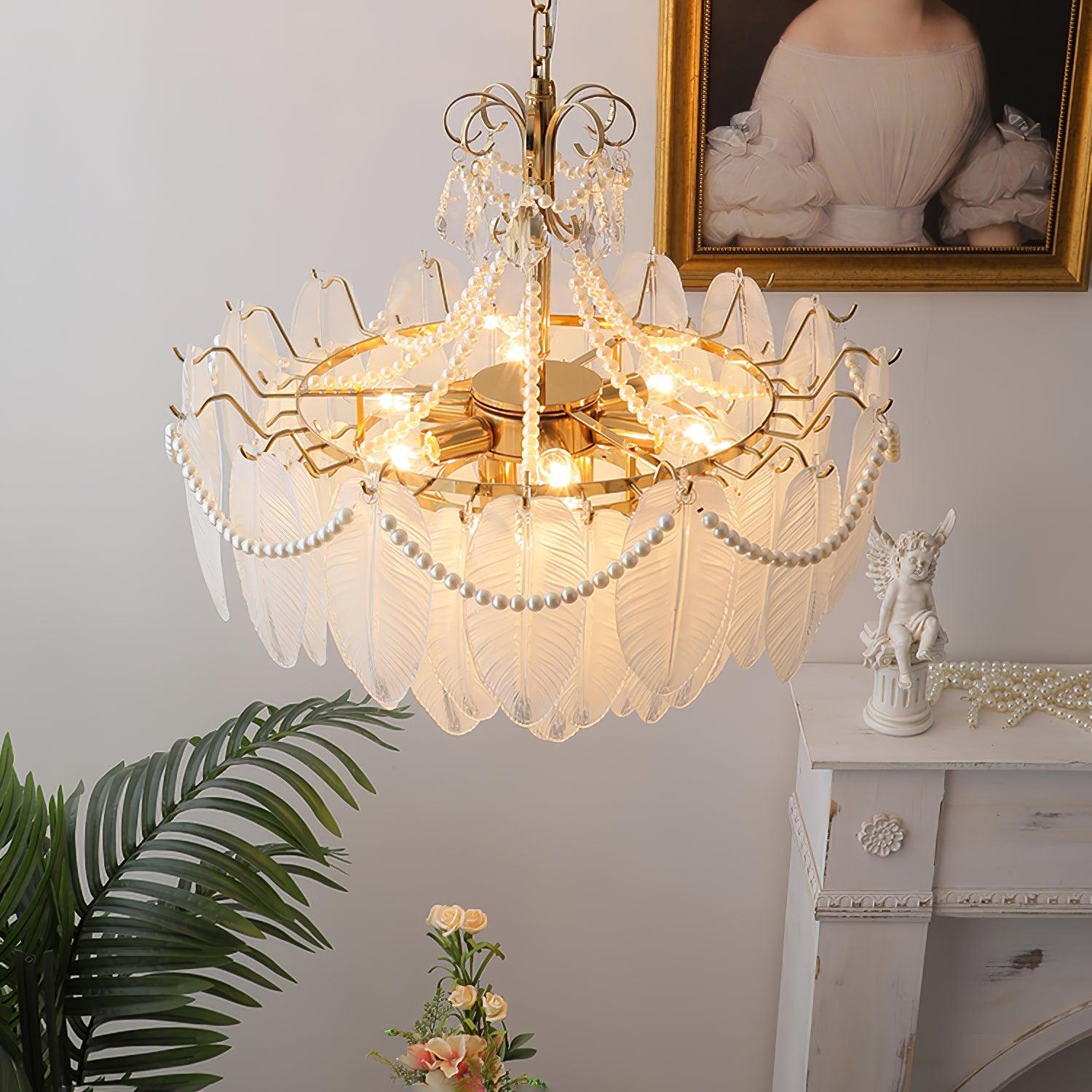 Angel Glass Feather Chandelier - Decormote