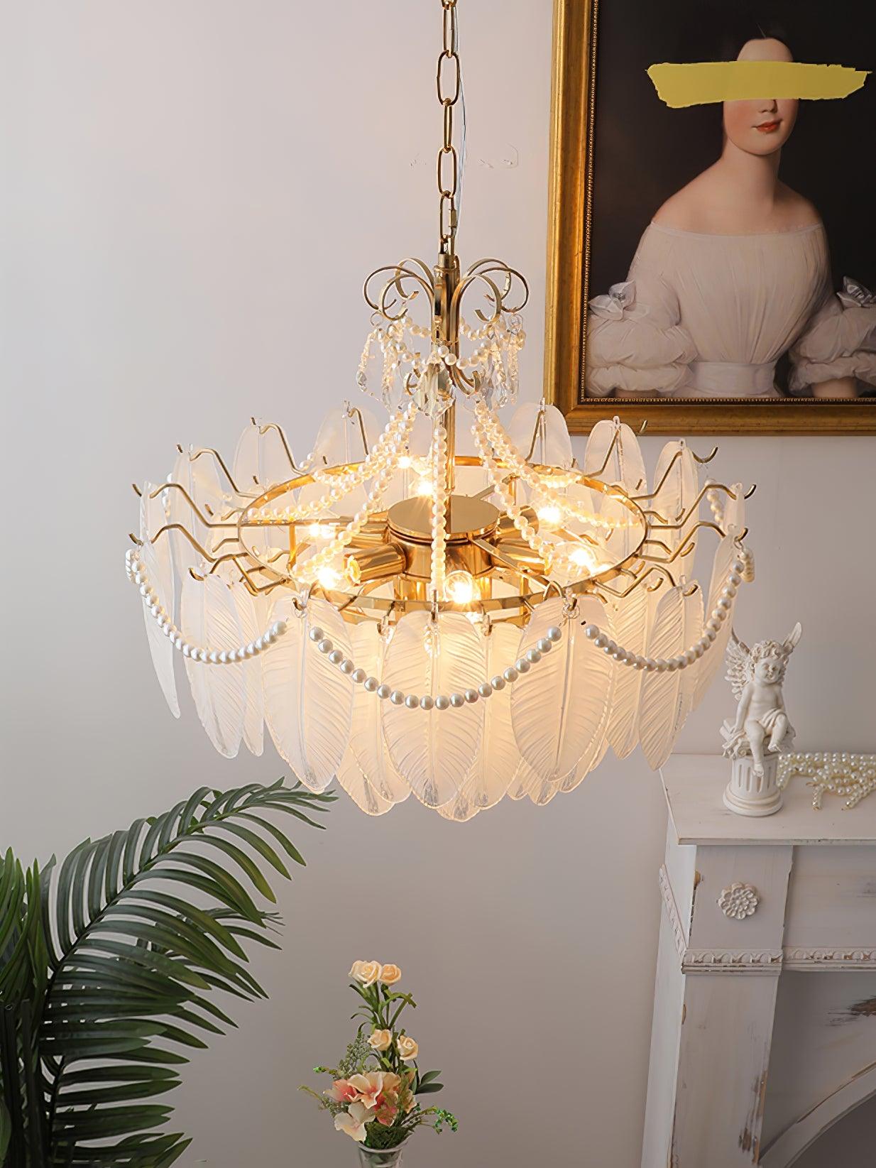 Angel Glass Feather Chandelier - Decormote