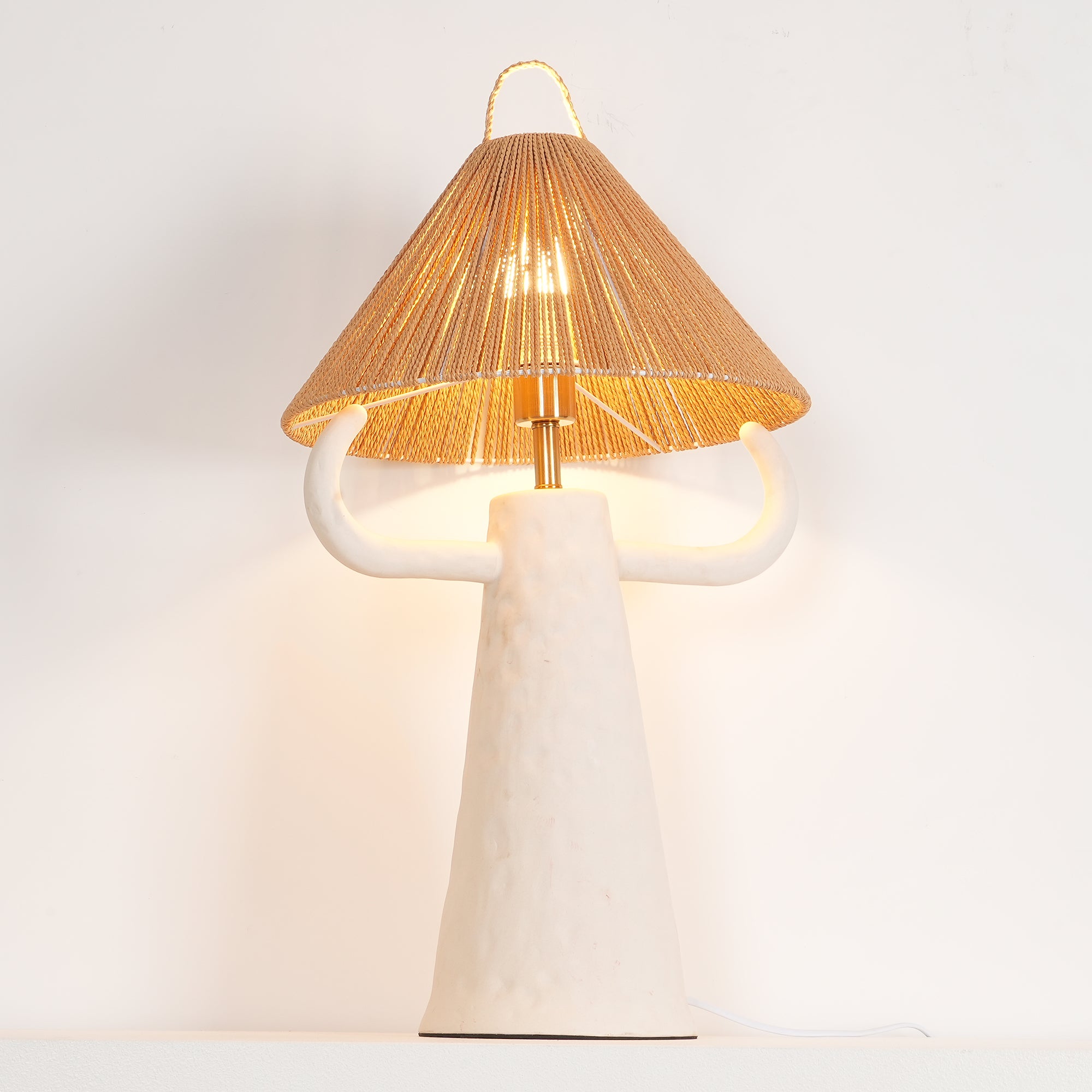 Lampe de table de chambre à coucher en ficelle en céramique