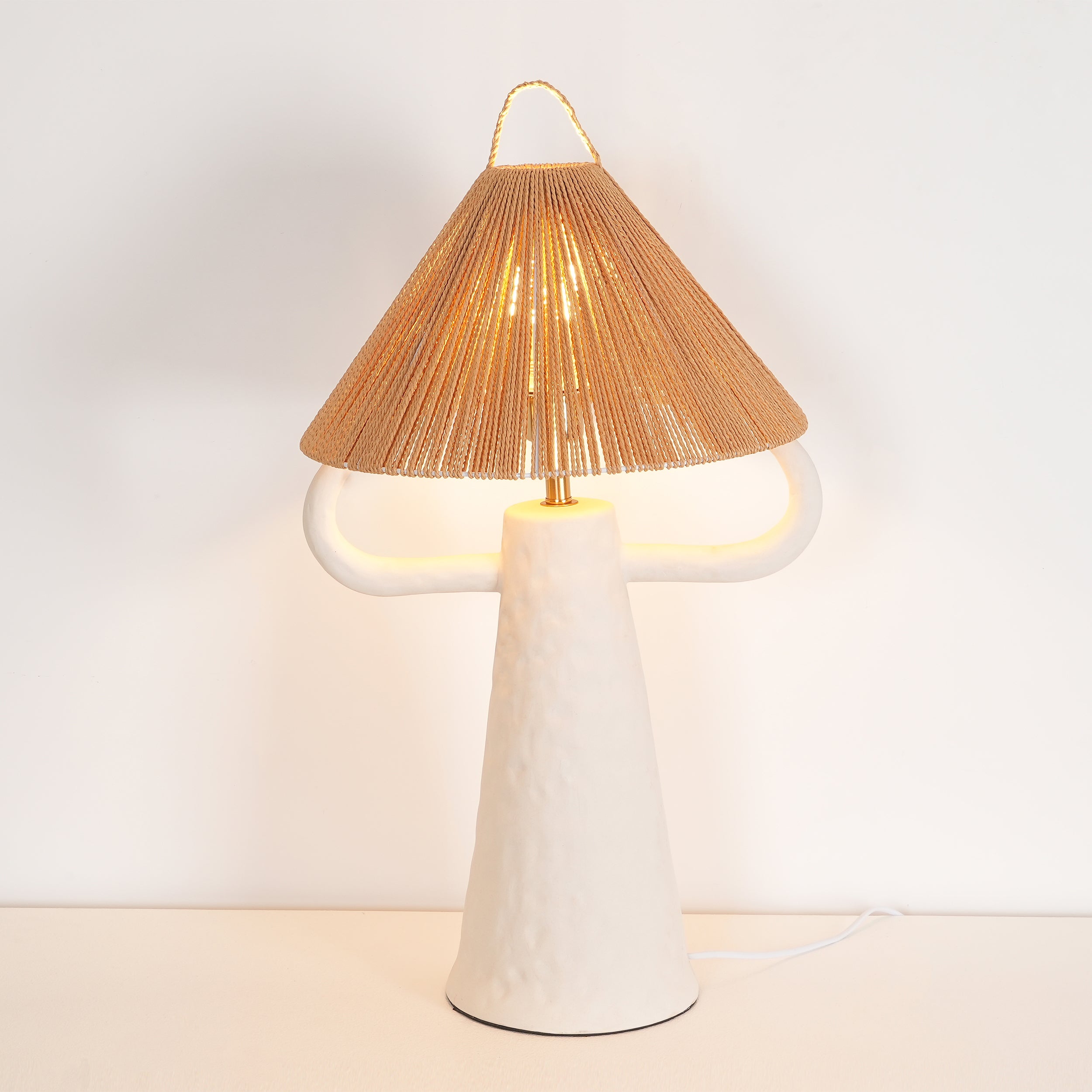 Lampe de table de chambre à coucher en ficelle en céramique