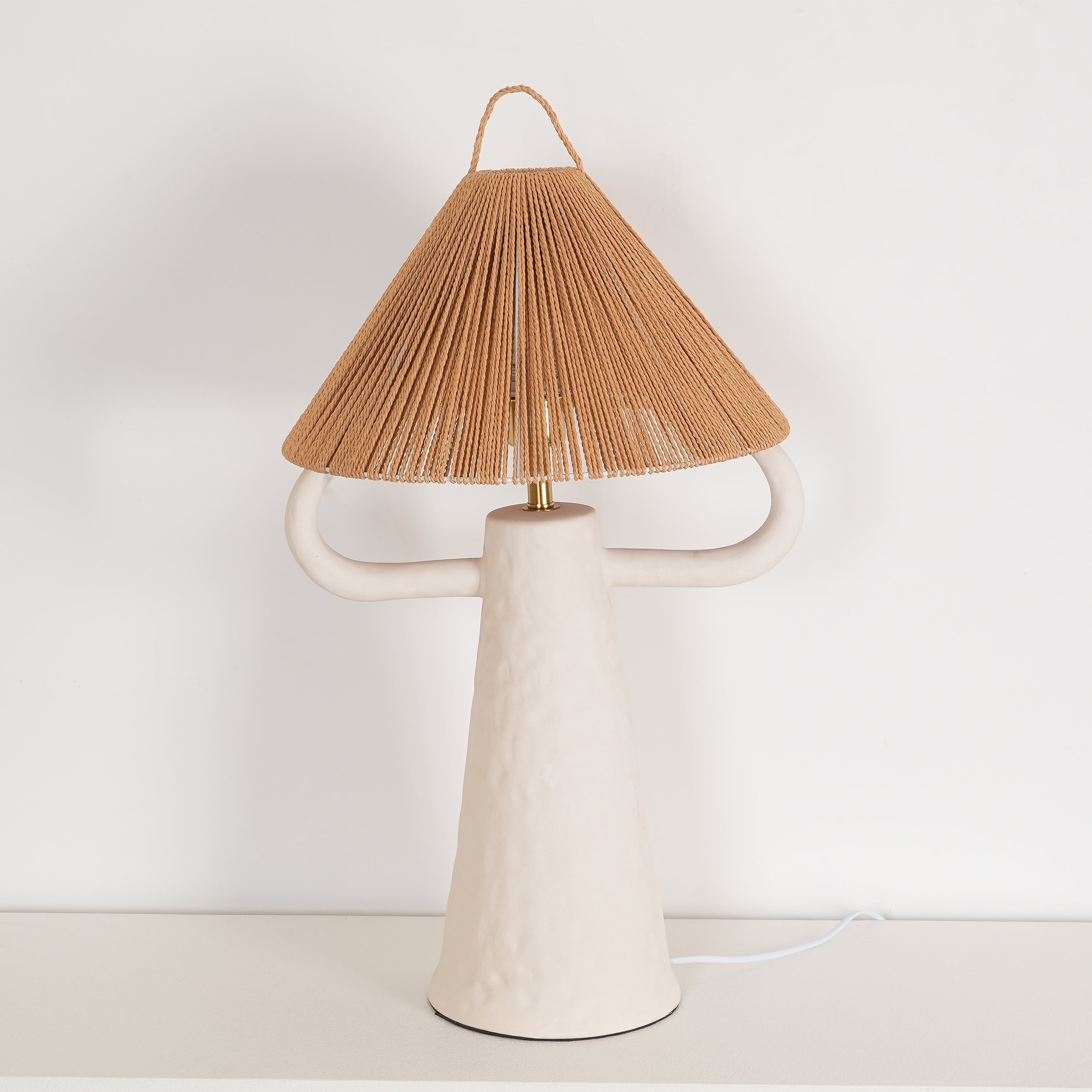 Lampe de table de chambre à coucher en ficelle en céramique