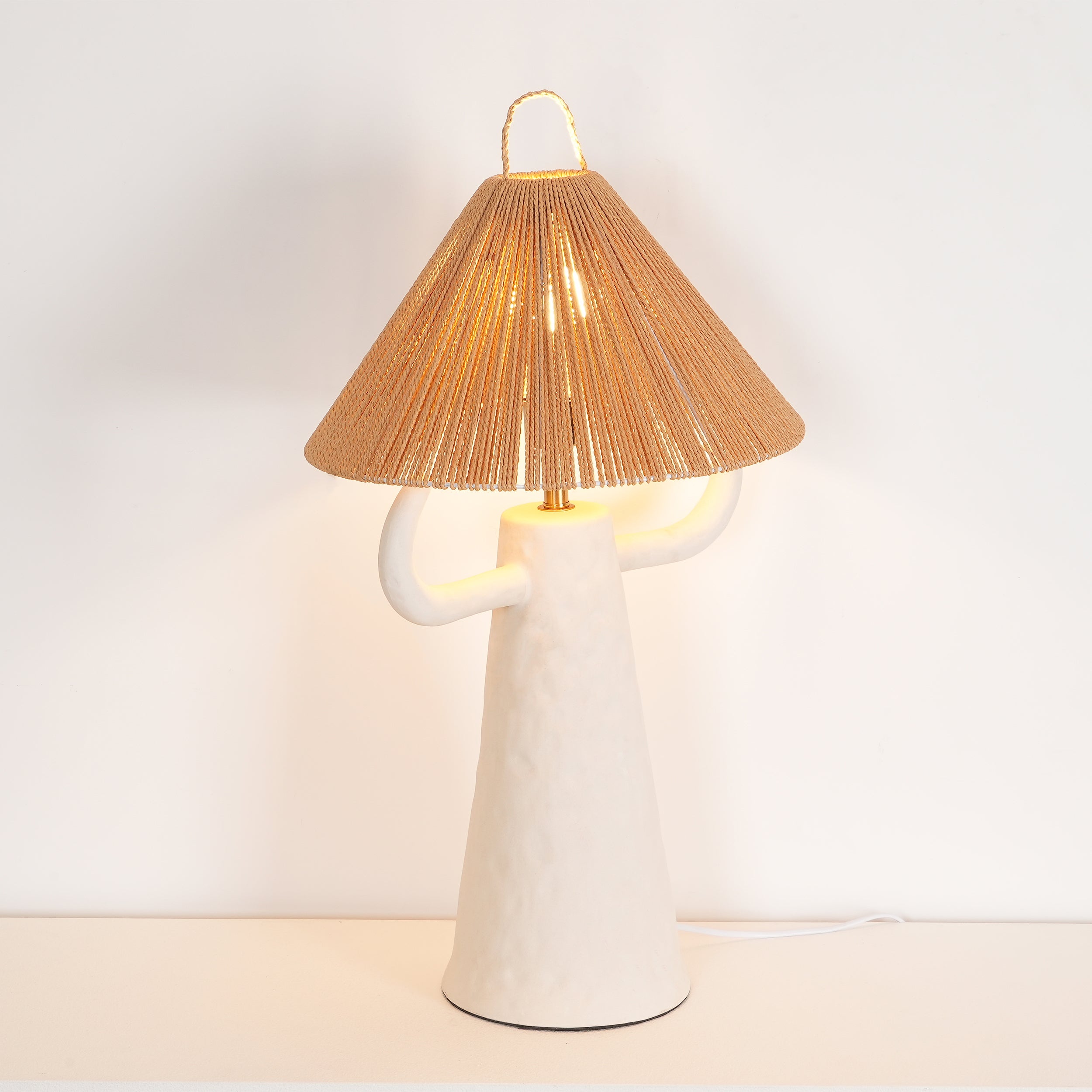 Lampe de table de chambre à coucher en ficelle en céramique