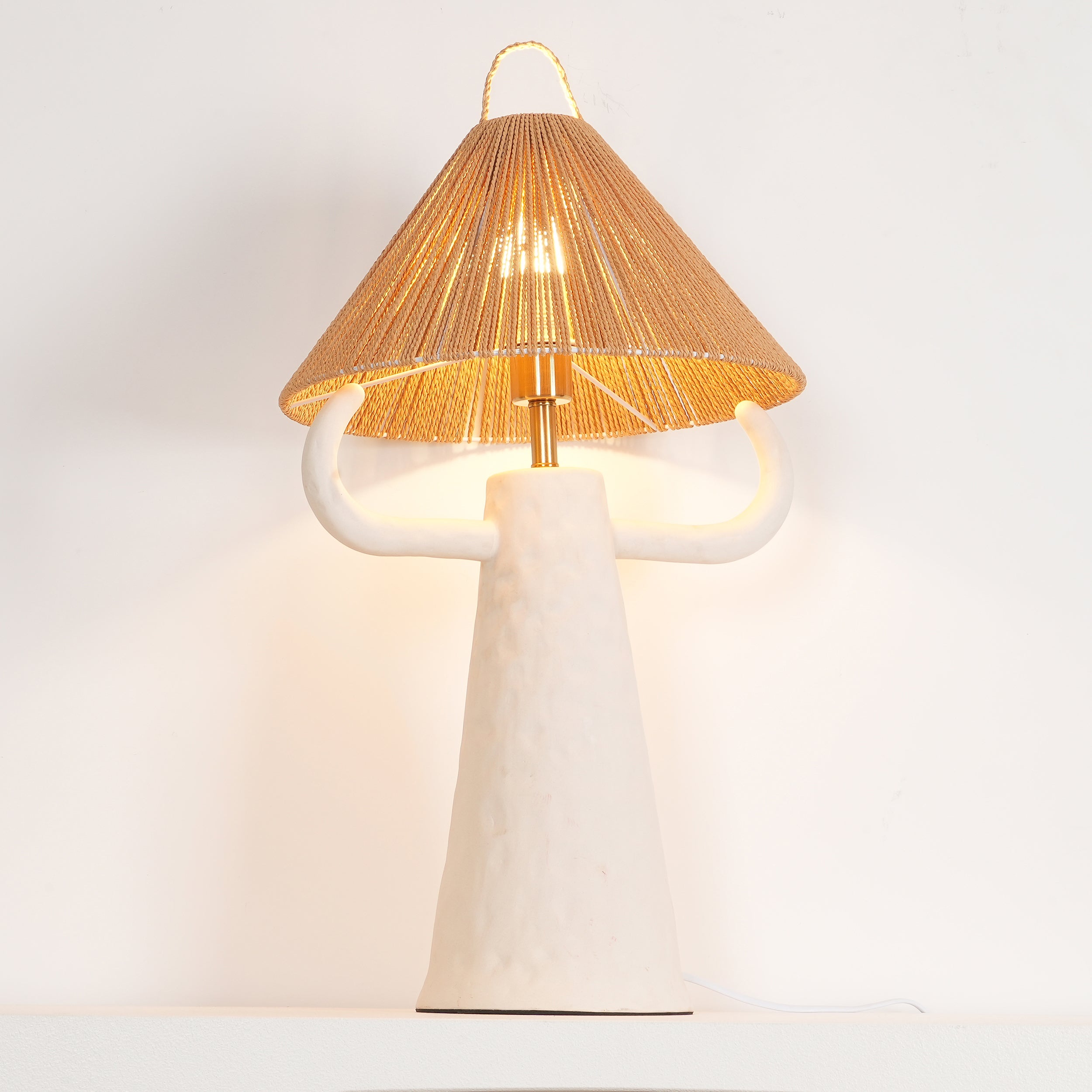 Lampe de table de chambre à coucher en ficelle en céramique