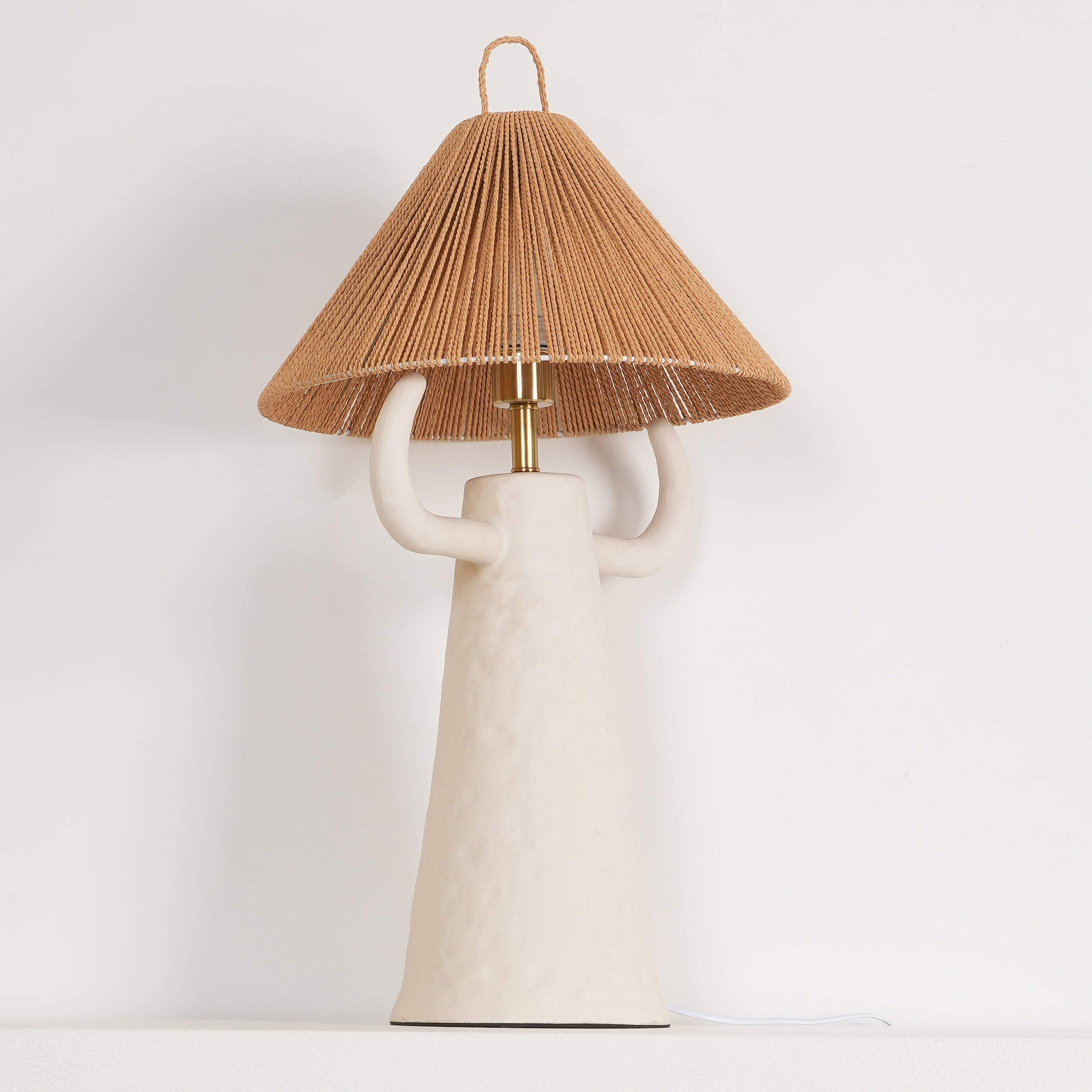 Lampe de table de chambre à coucher en ficelle en céramique