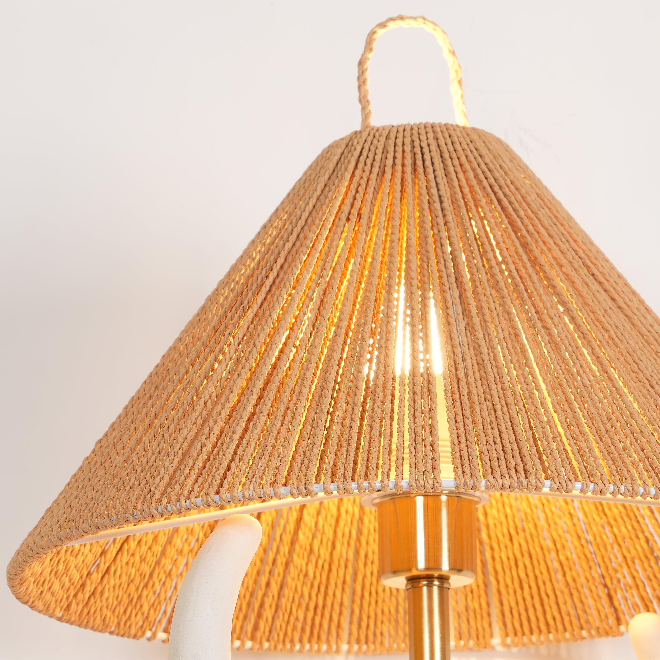 Lampe de table de chambre à coucher en ficelle en céramique