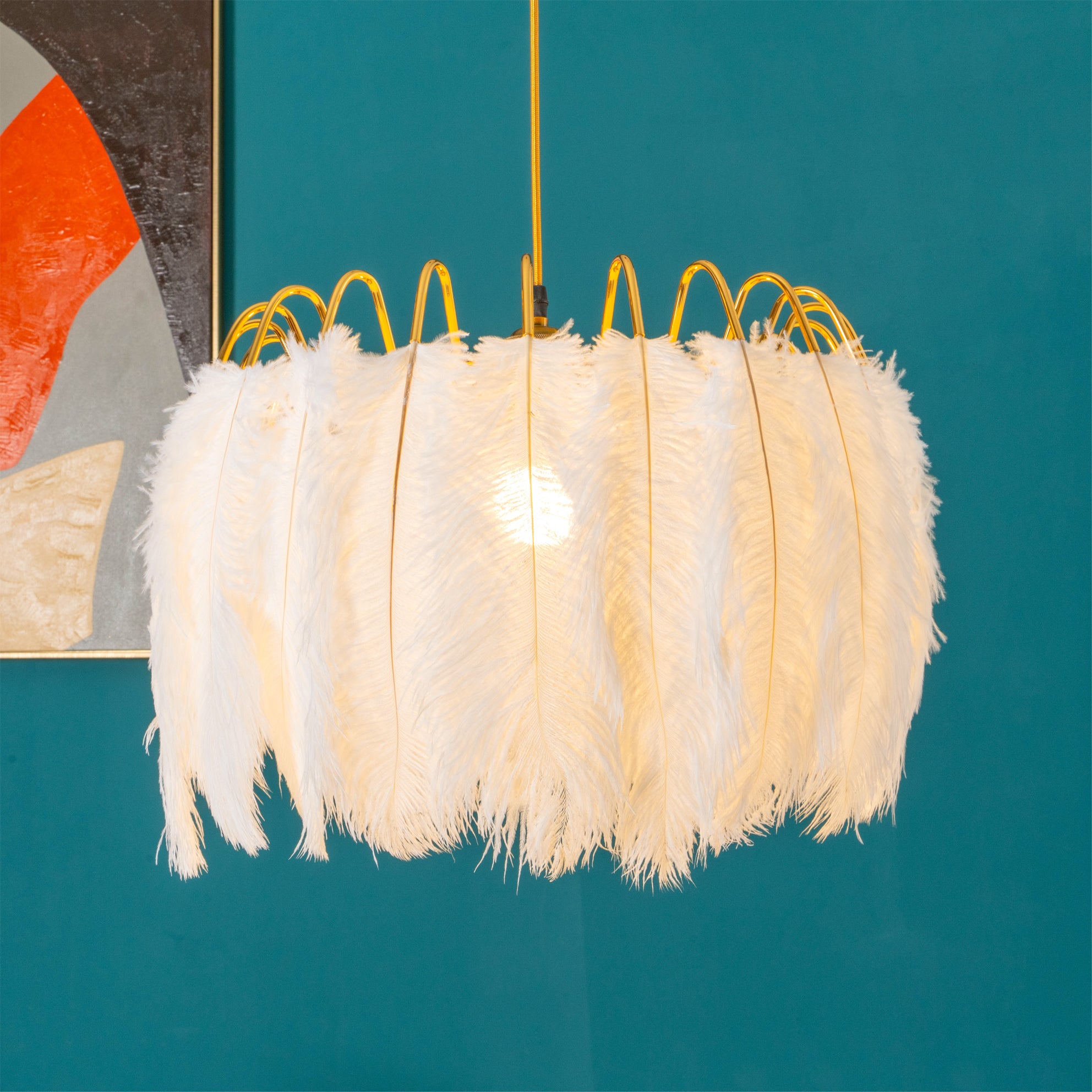 Lámpara colgante de plumas
