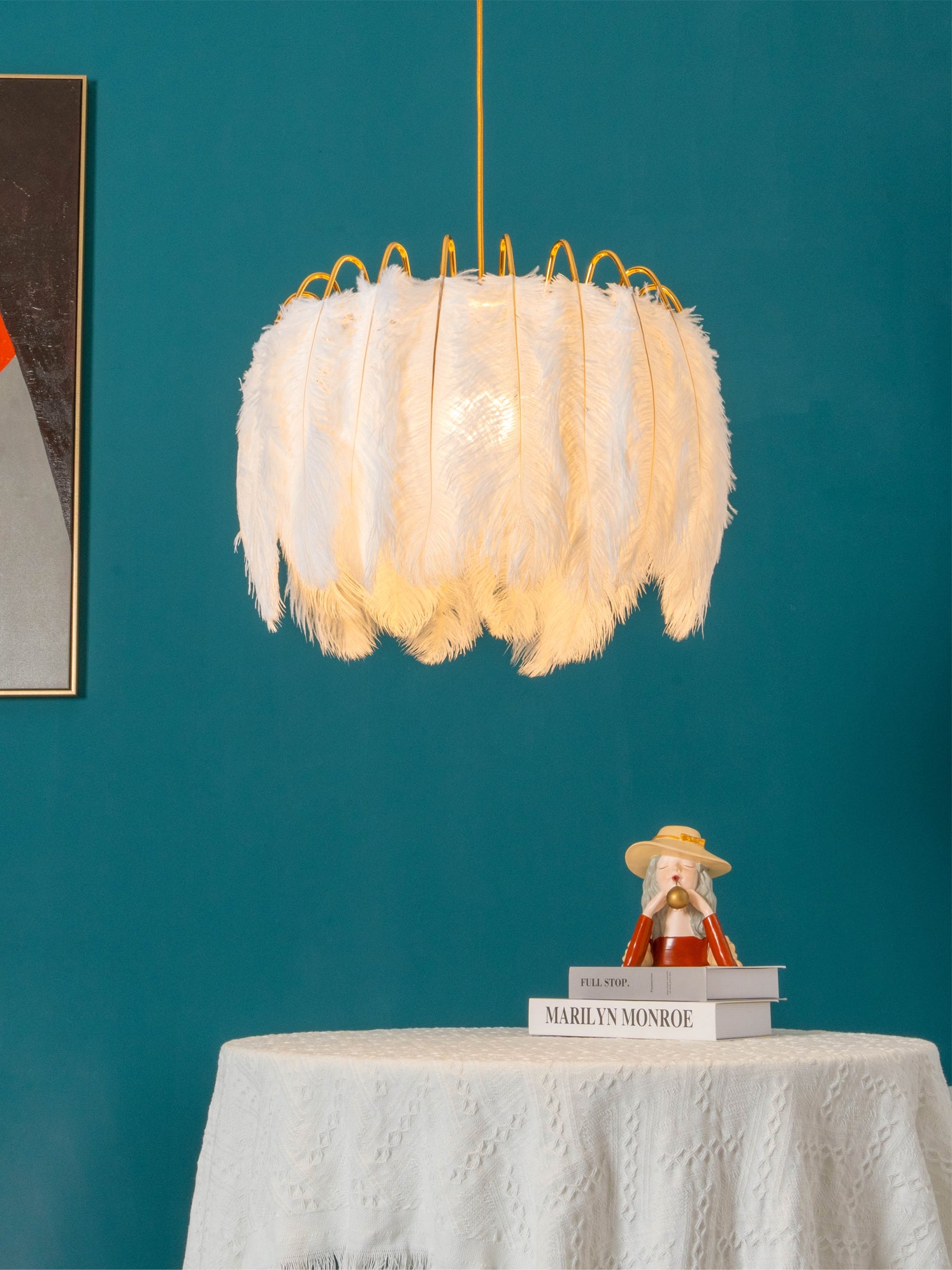 Lámpara colgante de plumas