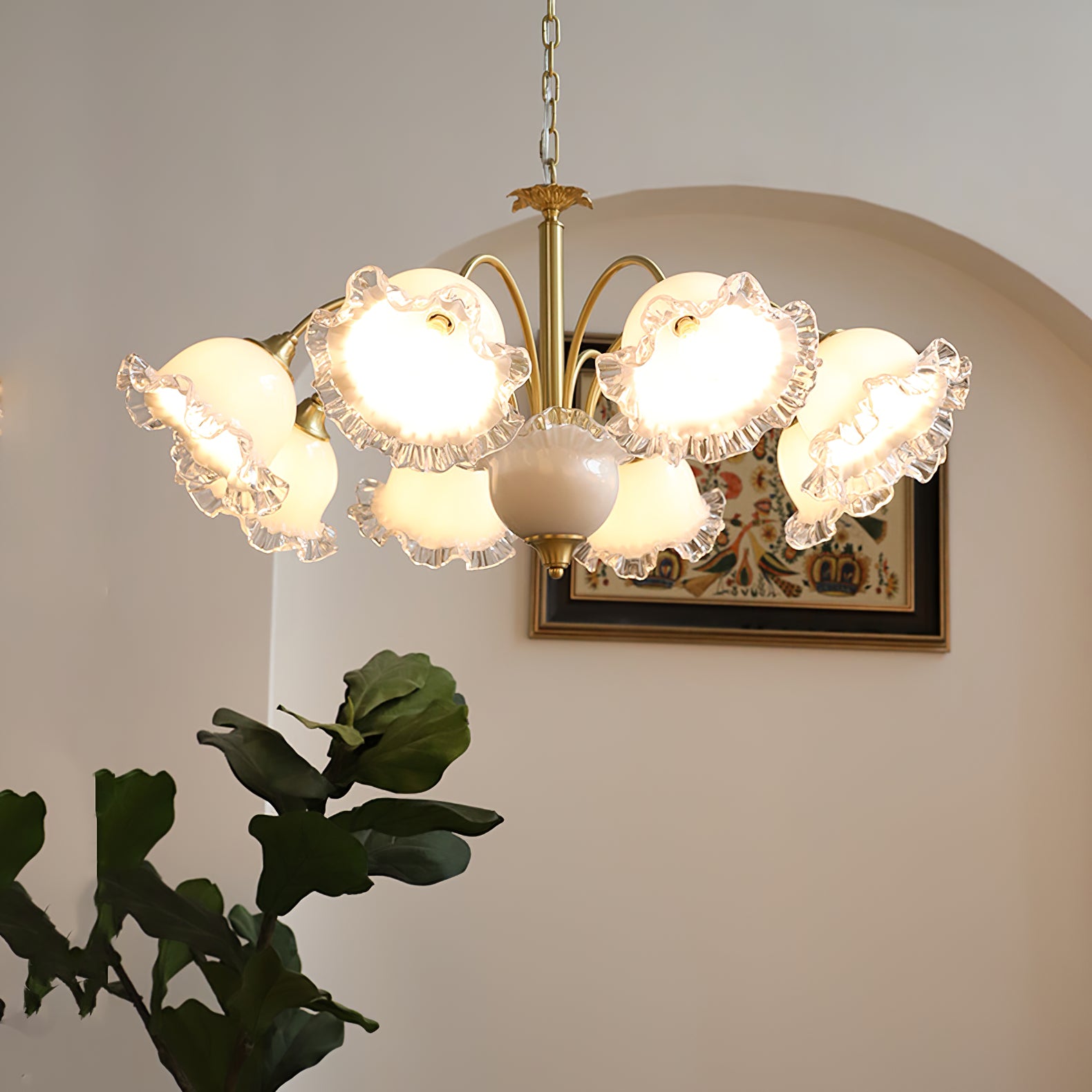 Floraler Kronleuchter aus Glas