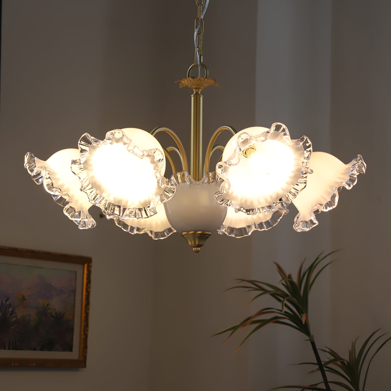 Floraler Kronleuchter aus Glas