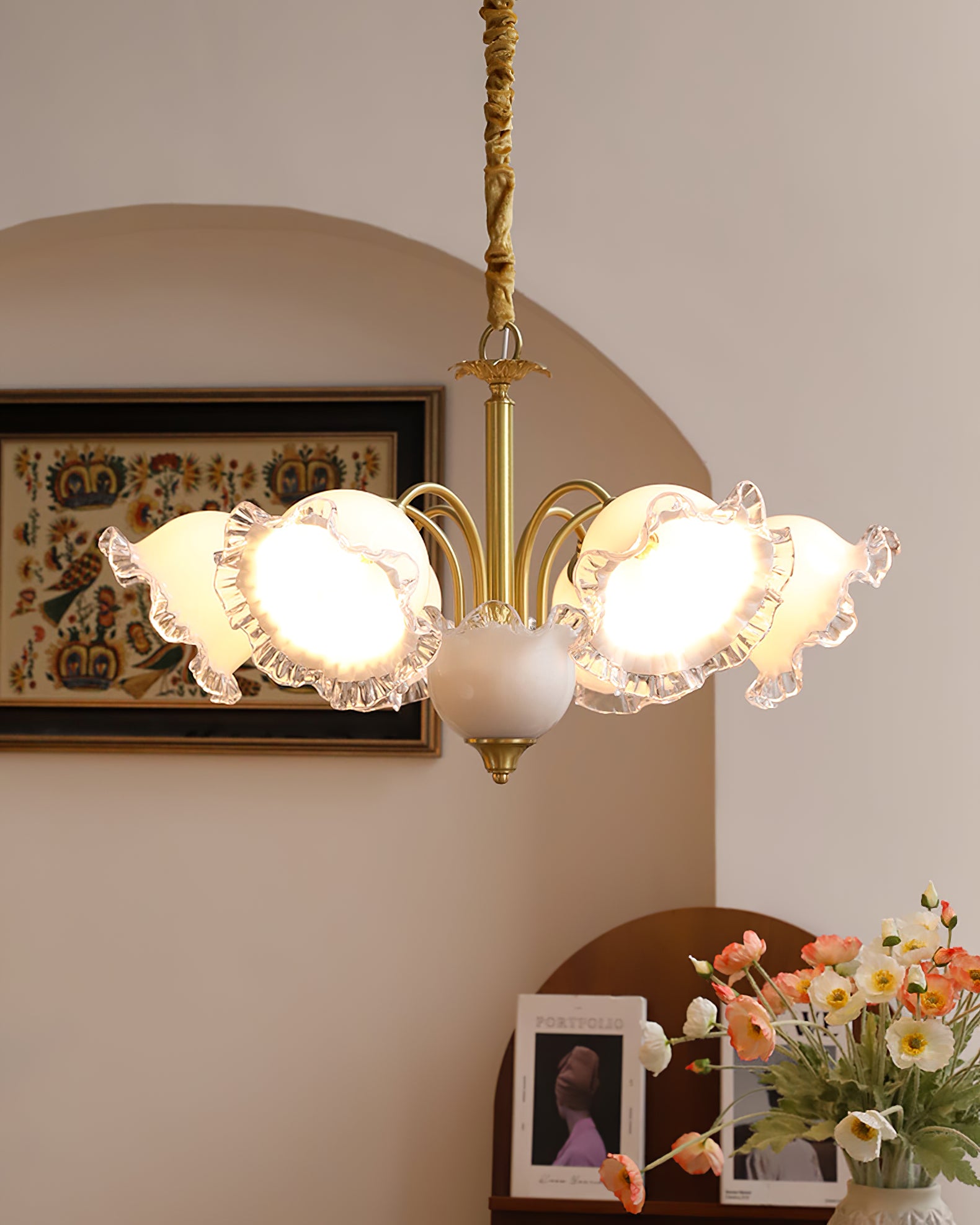 Floraler Kronleuchter aus Glas