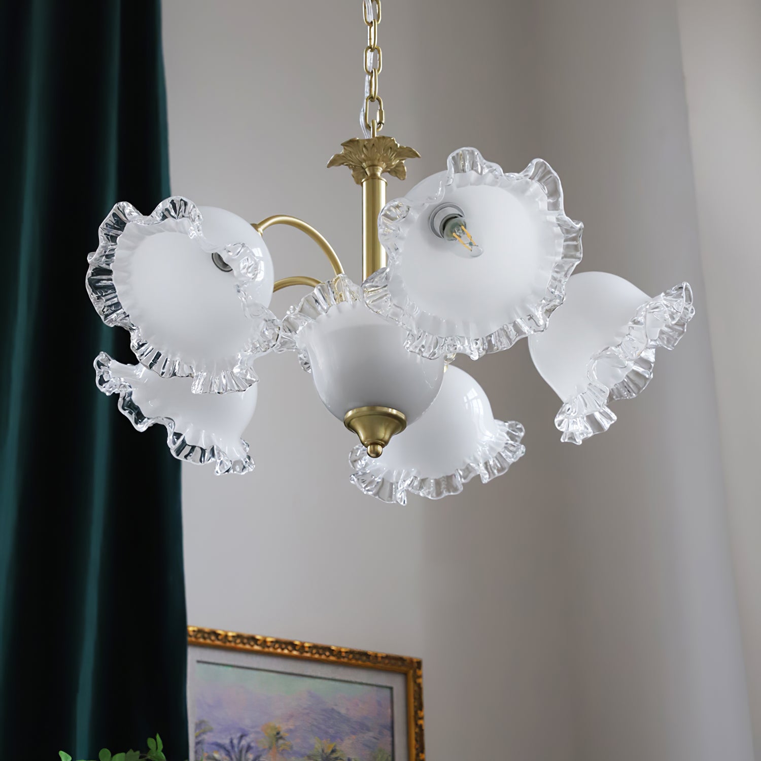 Floraler Kronleuchter aus Glas