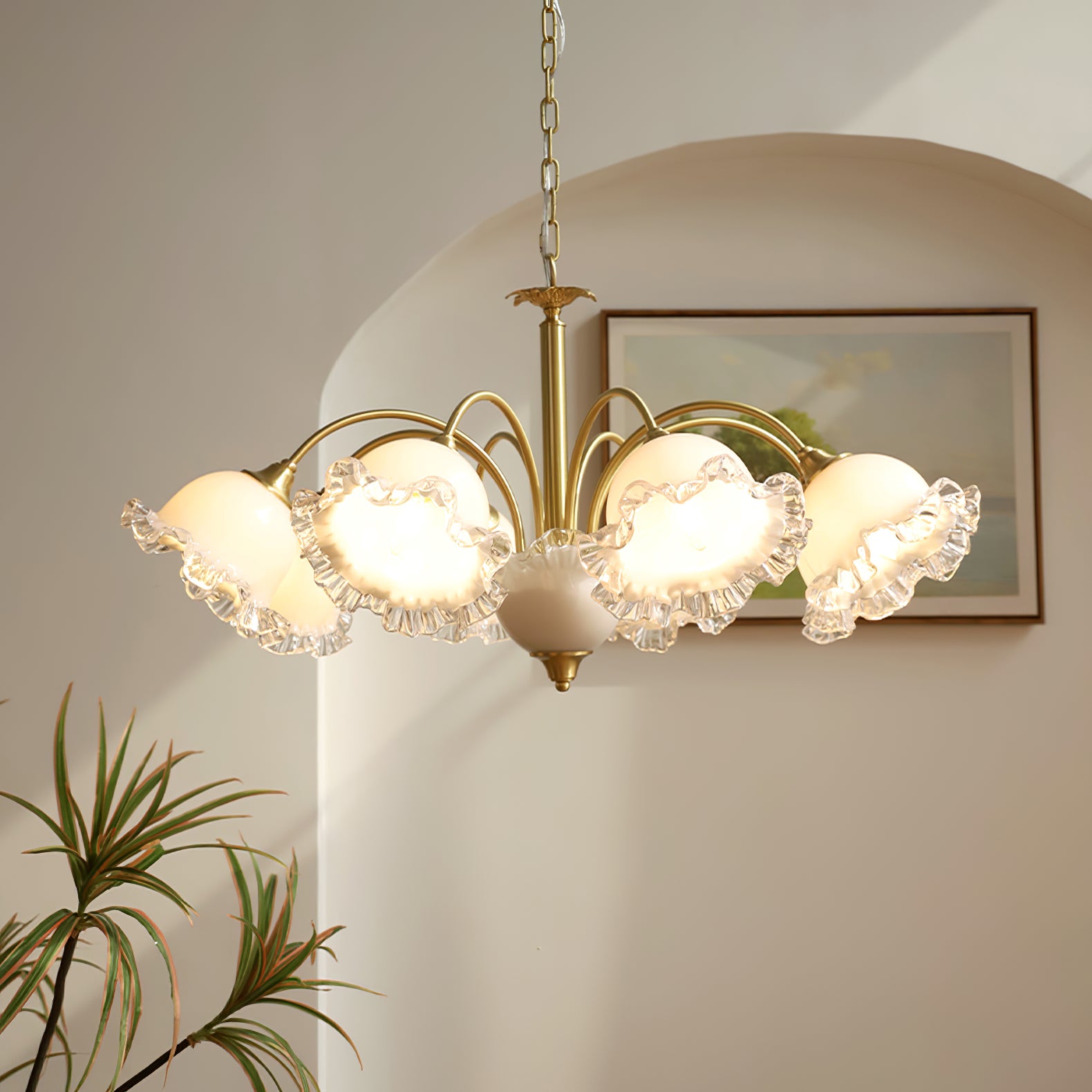 Floraler Kronleuchter aus Glas