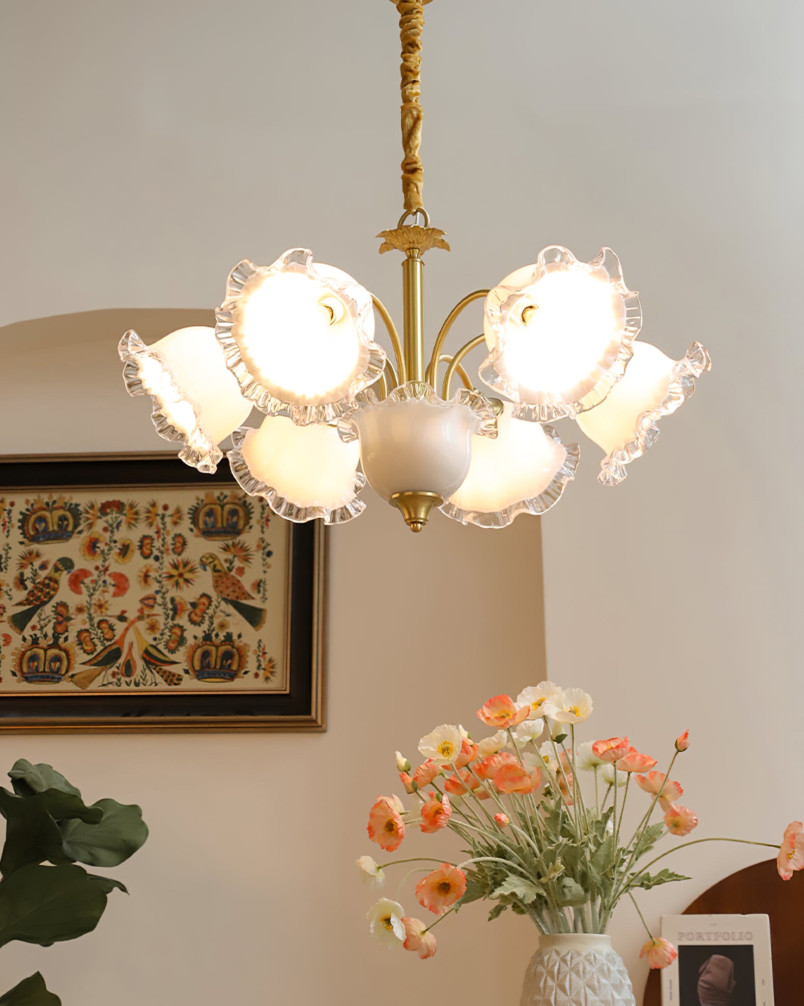 Floraler Kronleuchter aus Glas