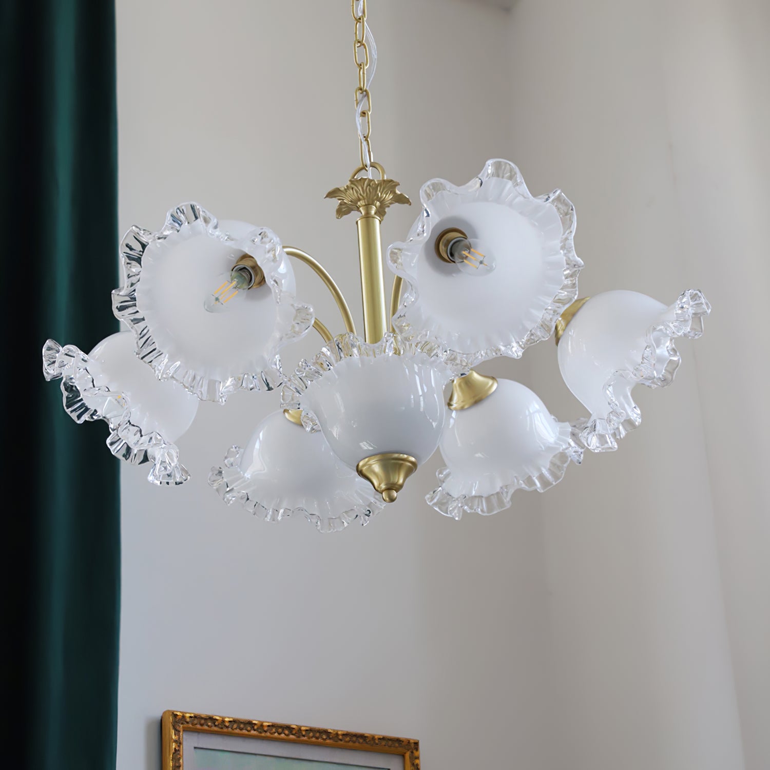 Floraler Kronleuchter aus Glas