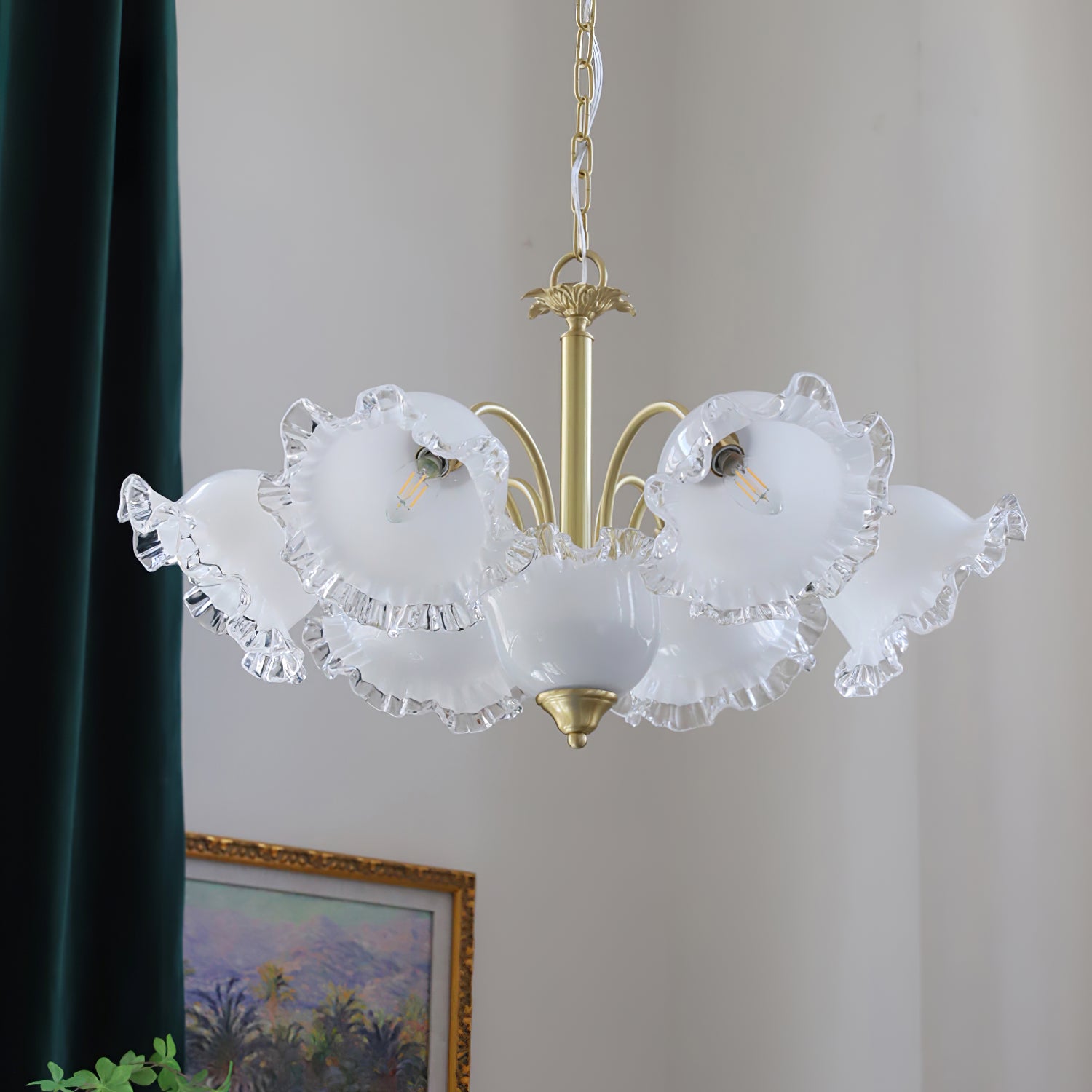 Floraler Kronleuchter aus Glas