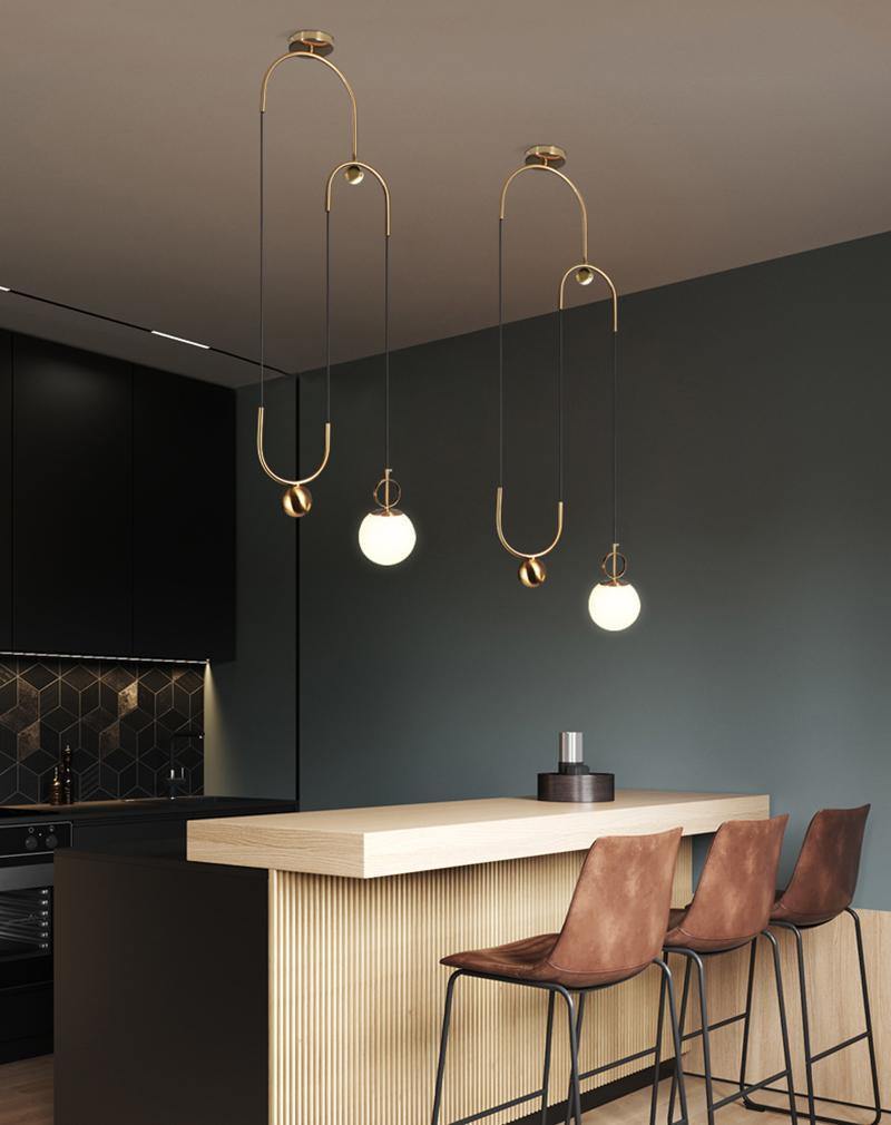 Glass ball pendant lamp