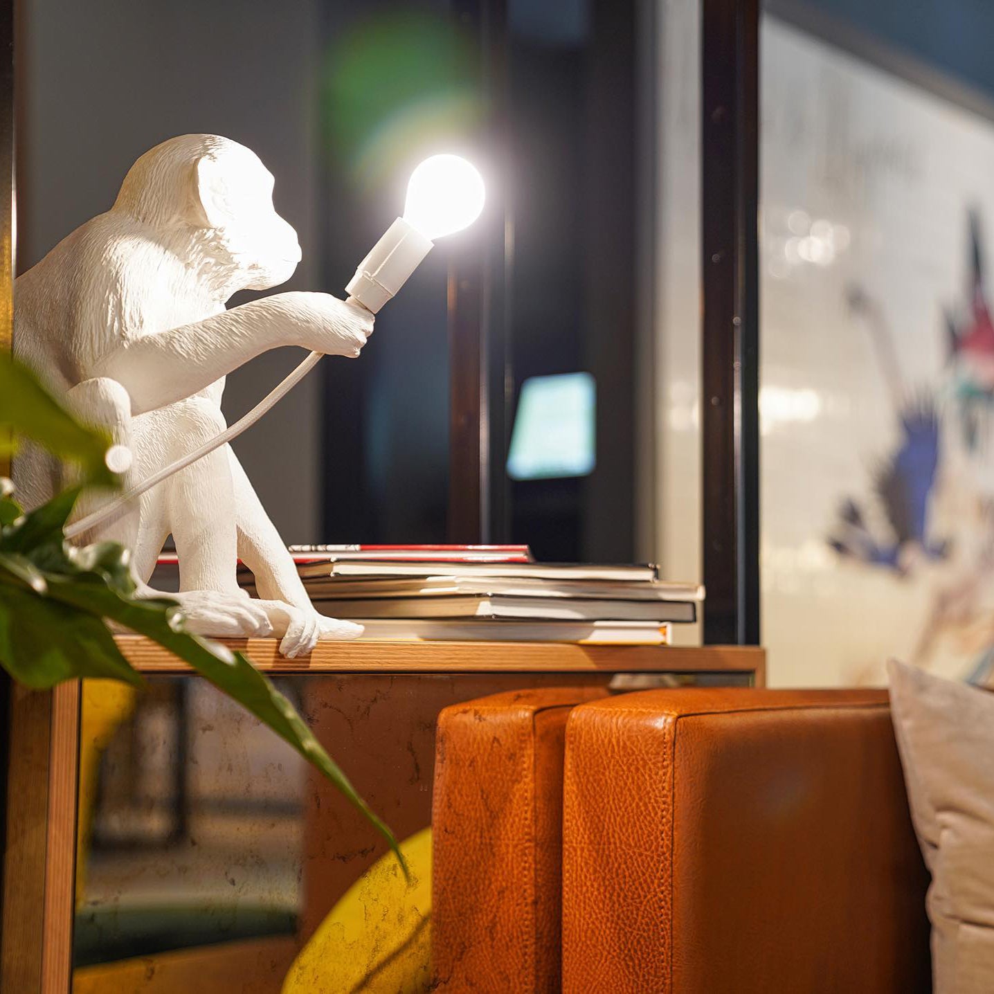 Monkey Resin Table Lamp