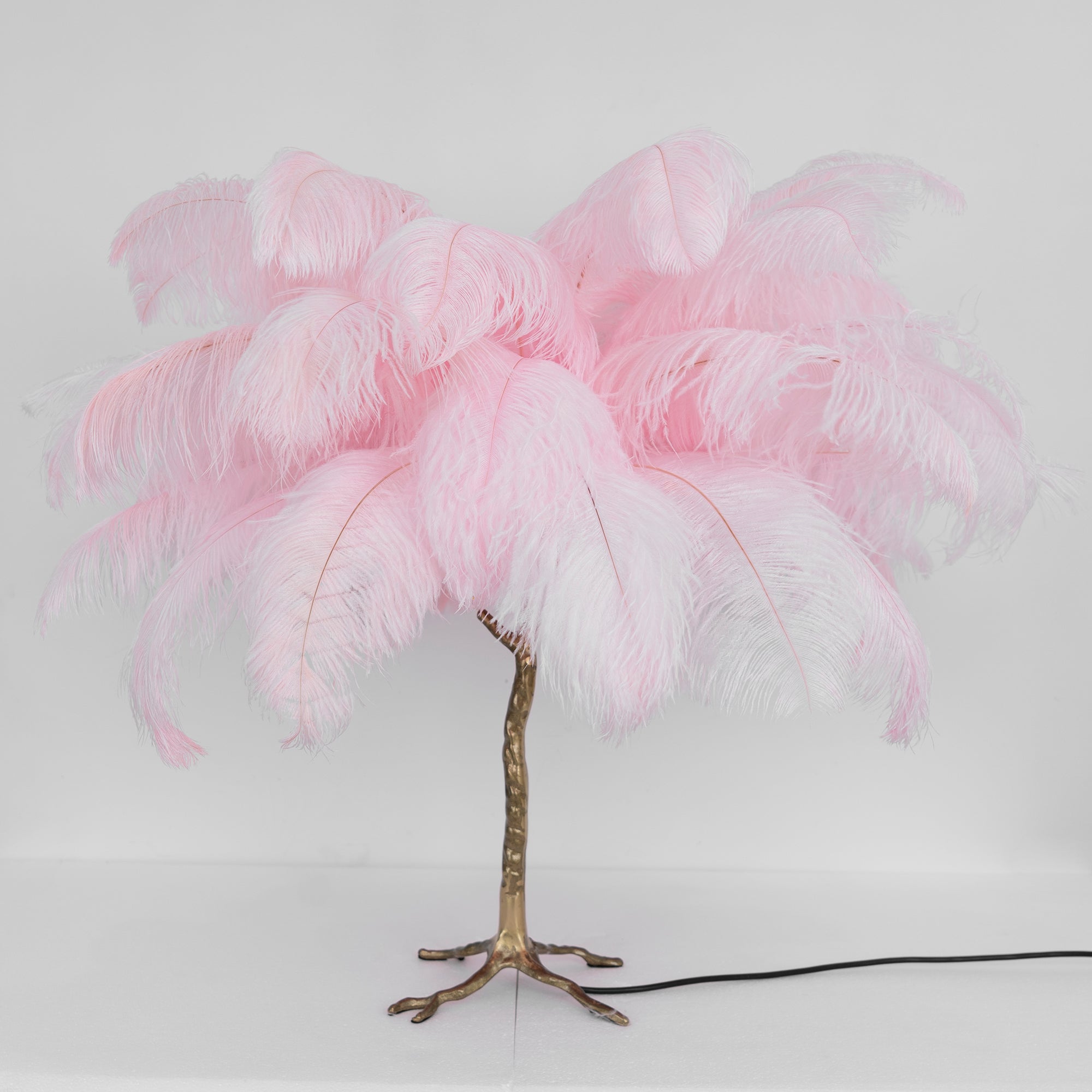 Lámpara de mesa de plumas de avestruz