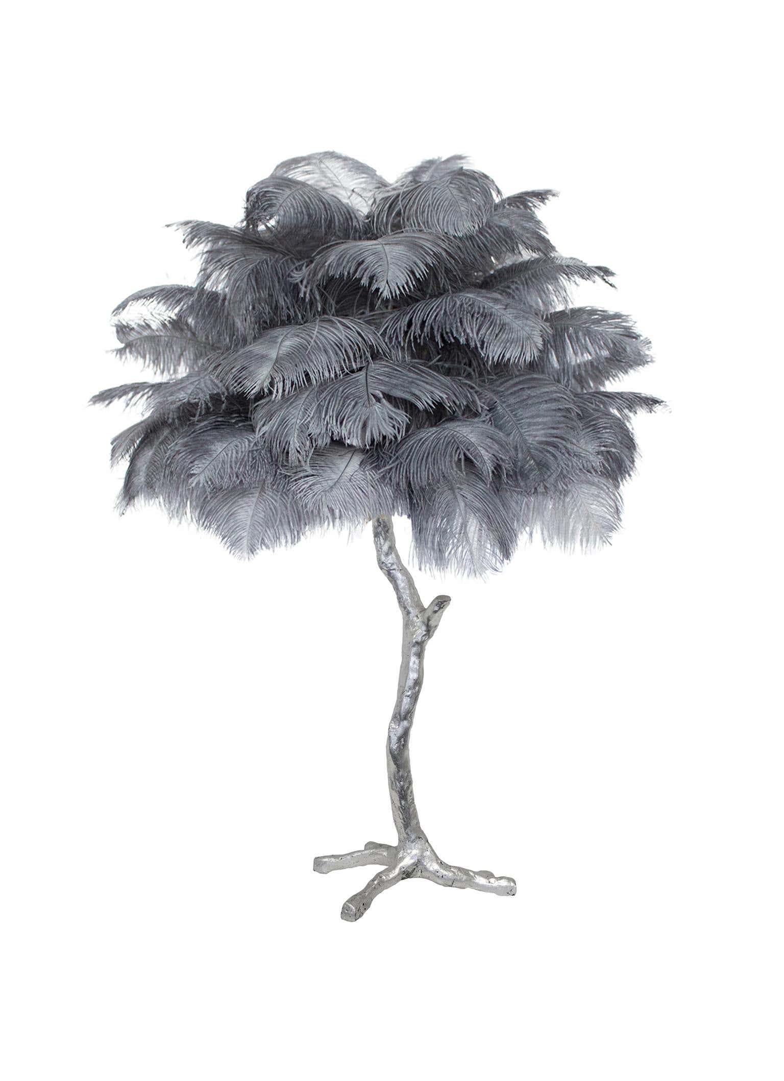 Lámpara de mesa de plumas de avestruz