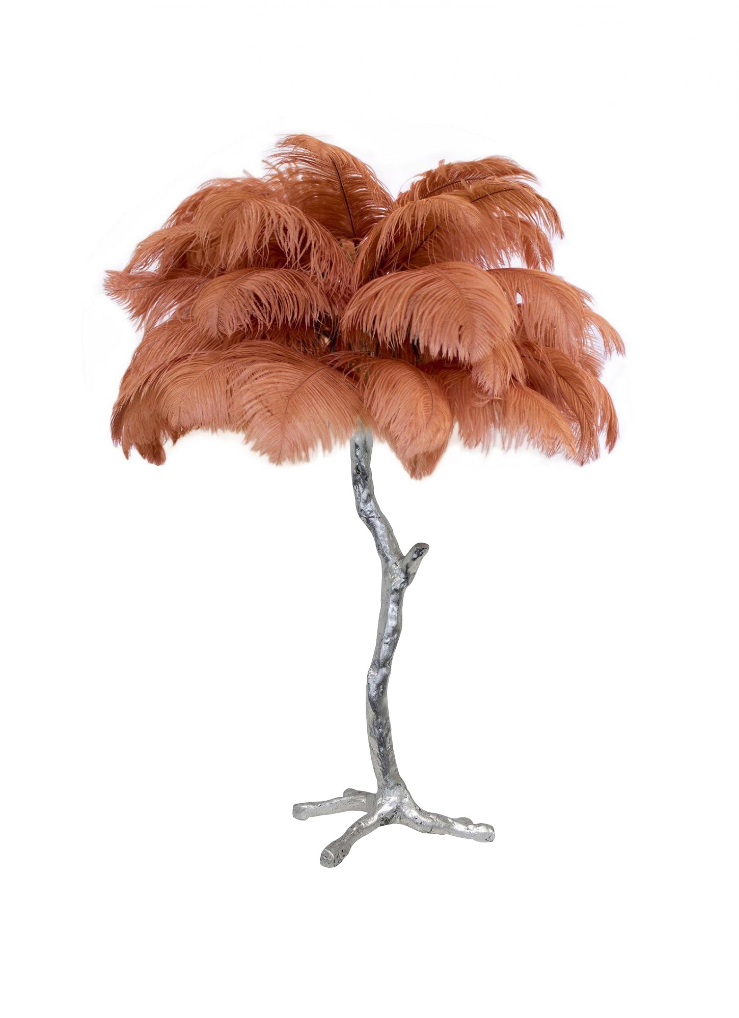 Lámpara de mesa de plumas de avestruz