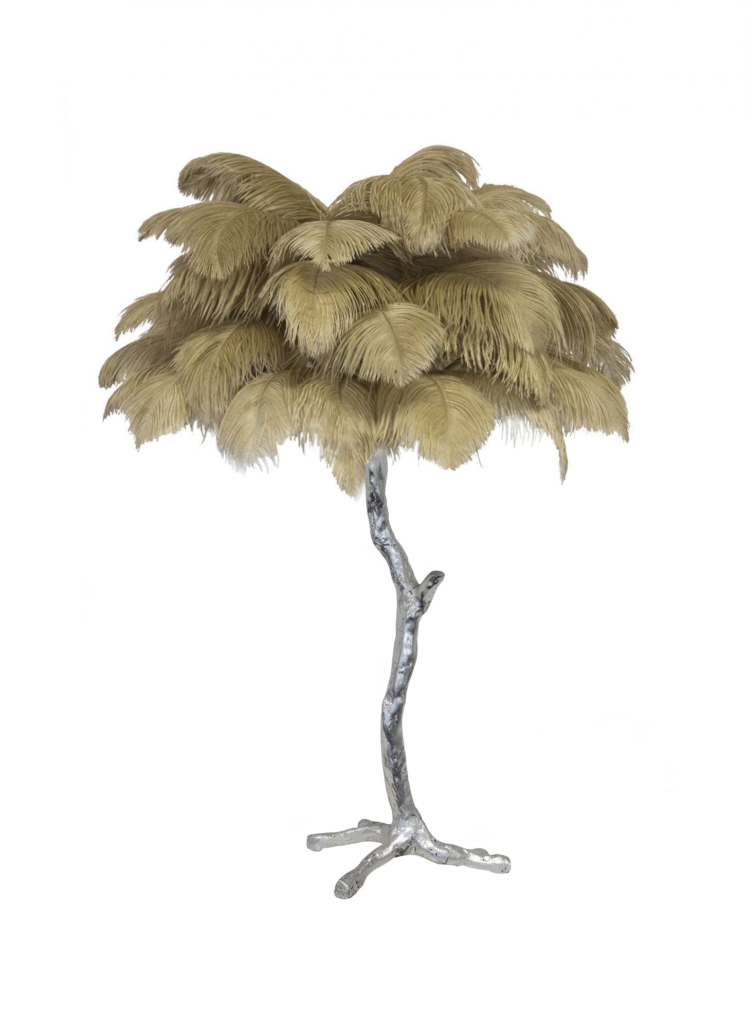 Lámpara de mesa de plumas de avestruz