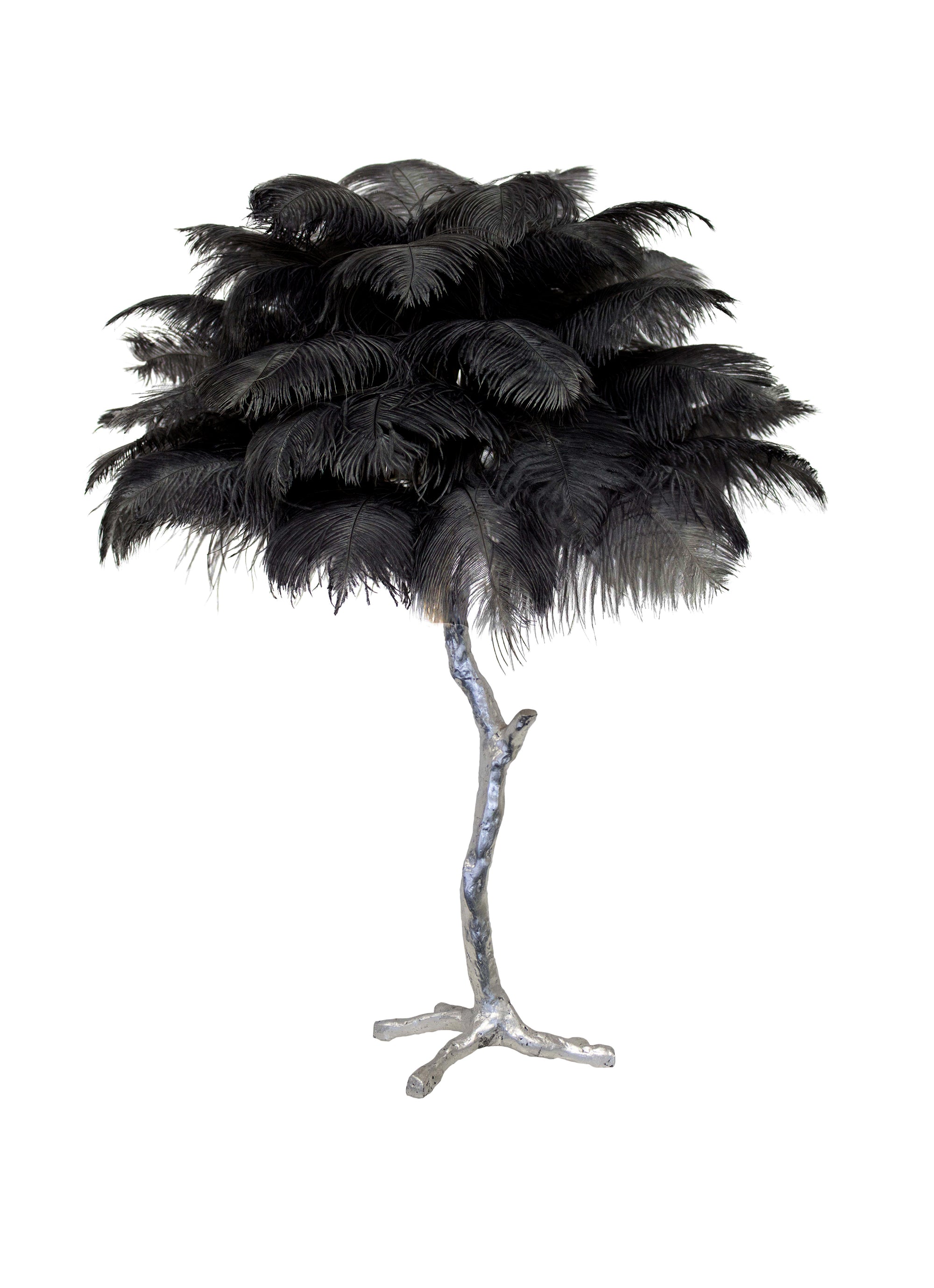 Lámpara de mesa de plumas de avestruz
