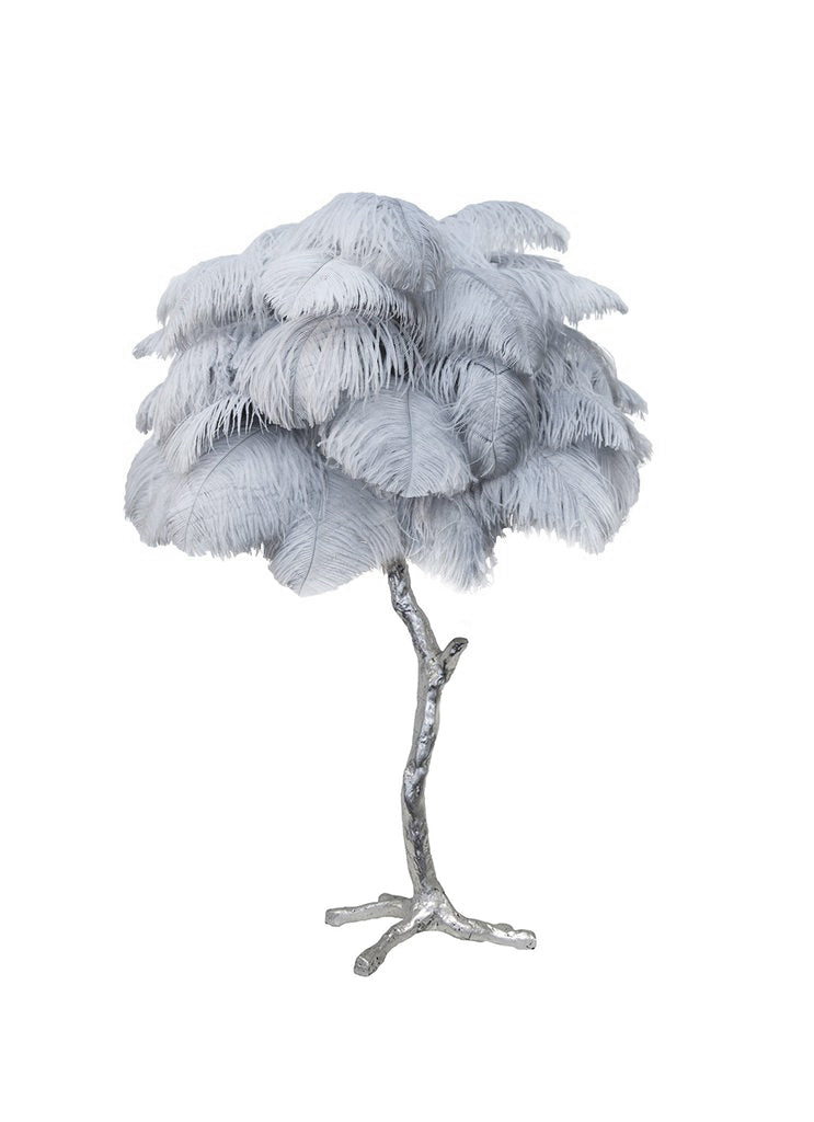 Lámpara de mesa de plumas de avestruz