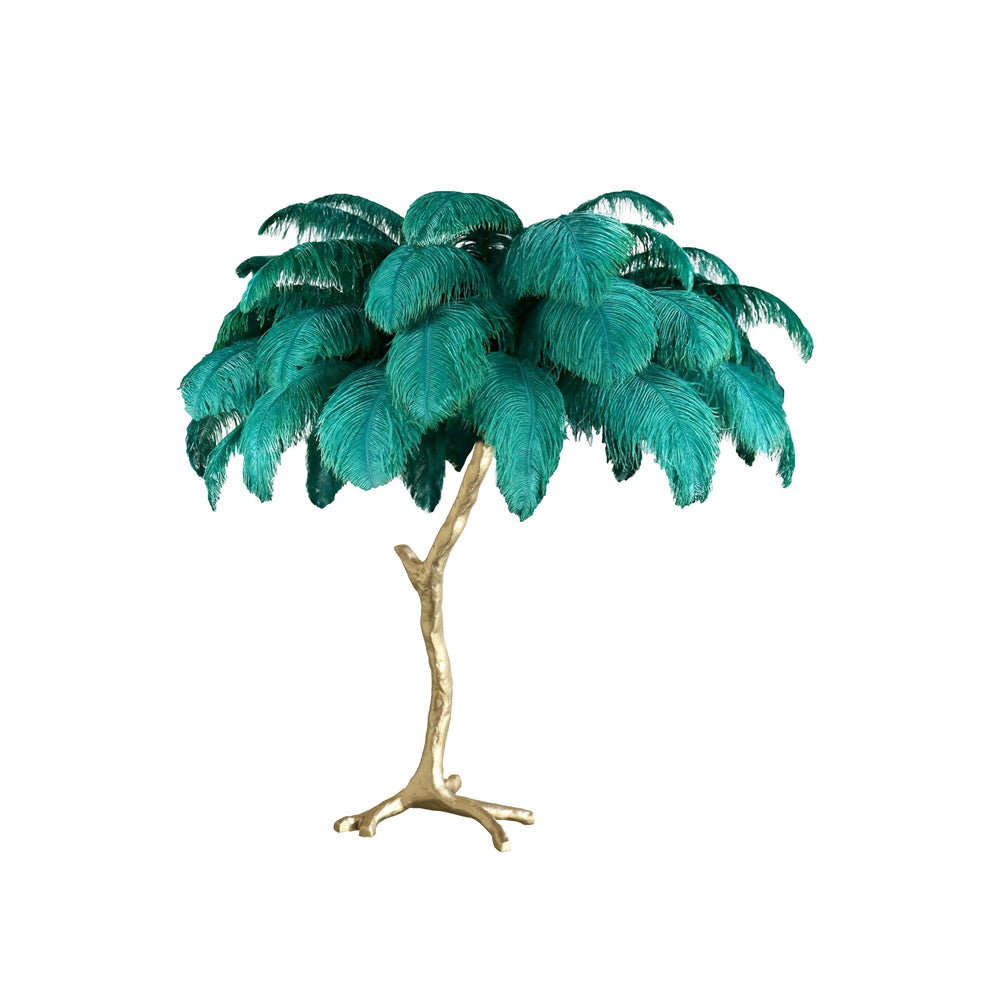 Lámpara de mesa de plumas de avestruz