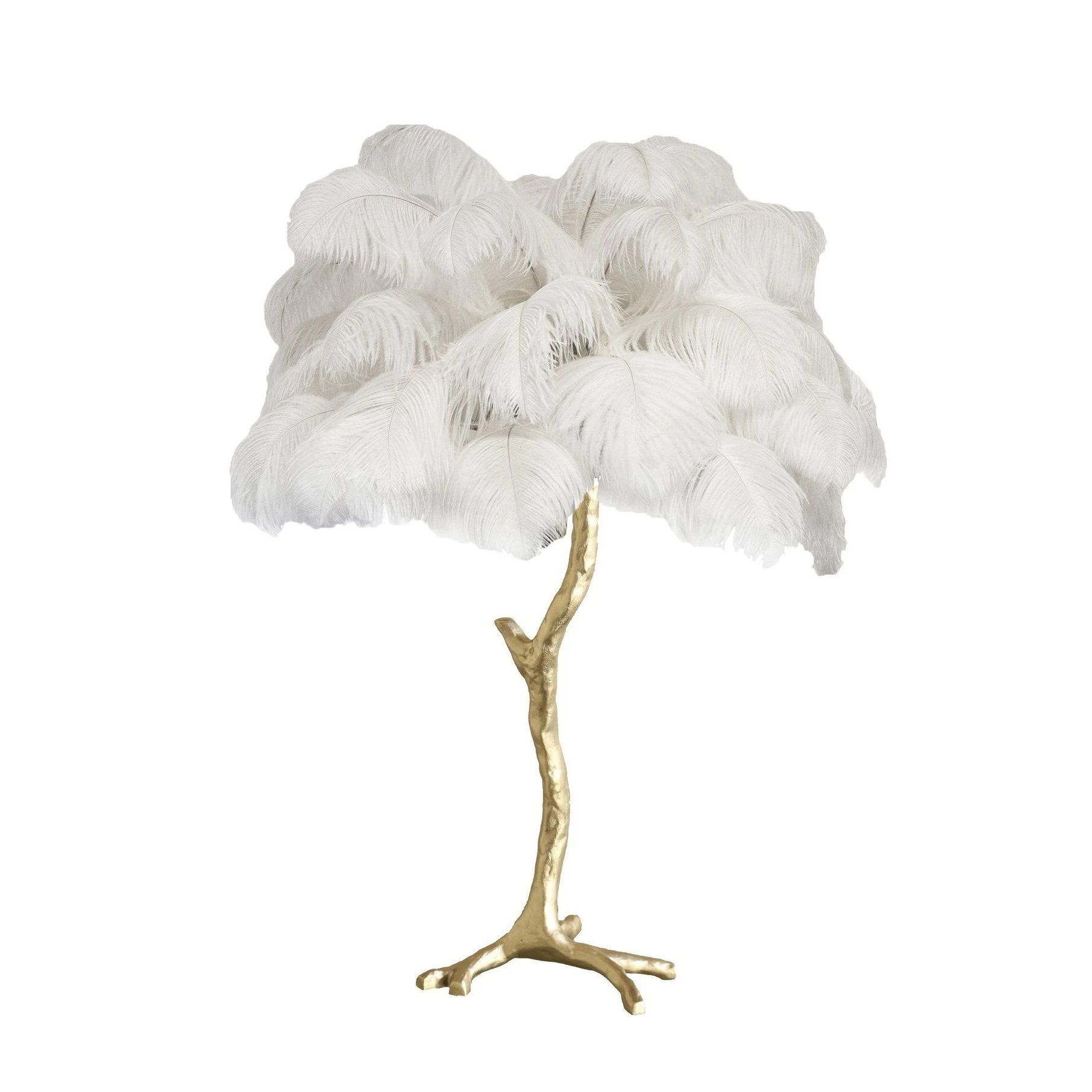 Lámpara de mesa de plumas de avestruz