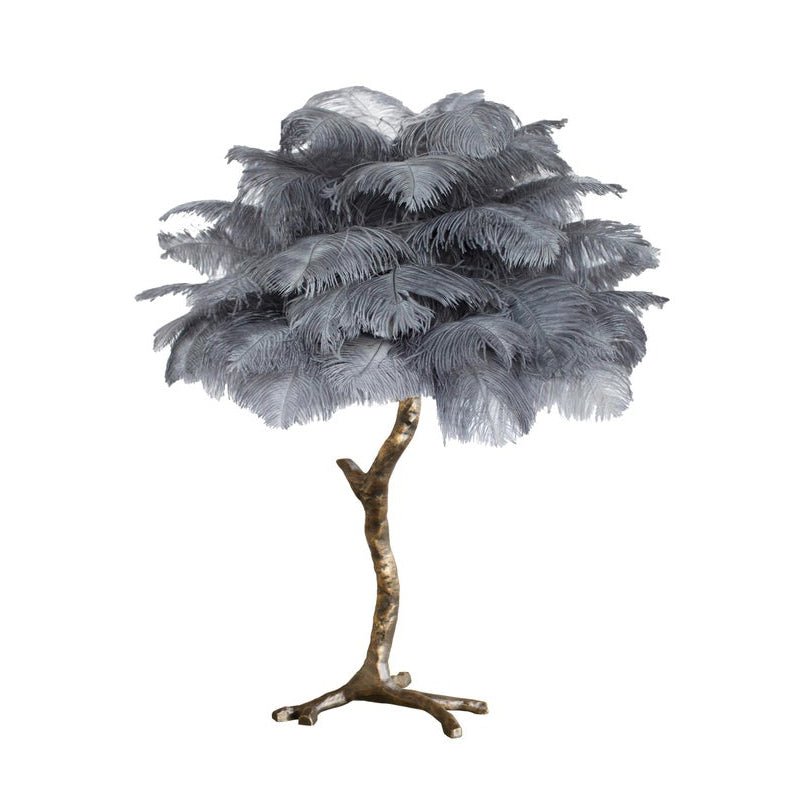 Lámpara de mesa de plumas de avestruz