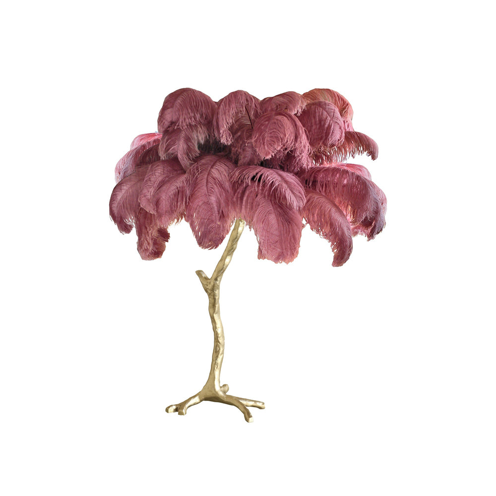 Lámpara de mesa de plumas de avestruz