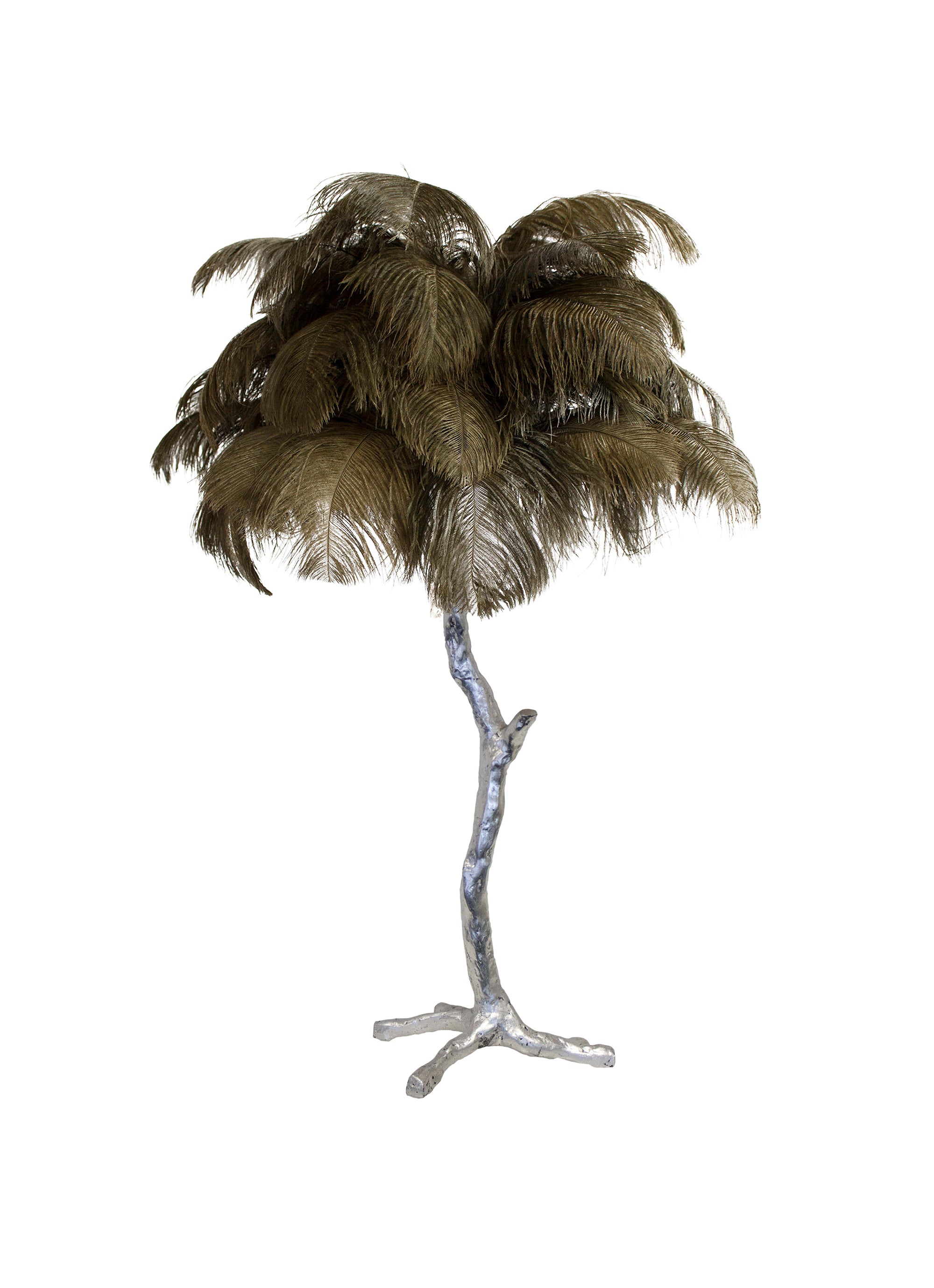 Lámpara de mesa de plumas de avestruz