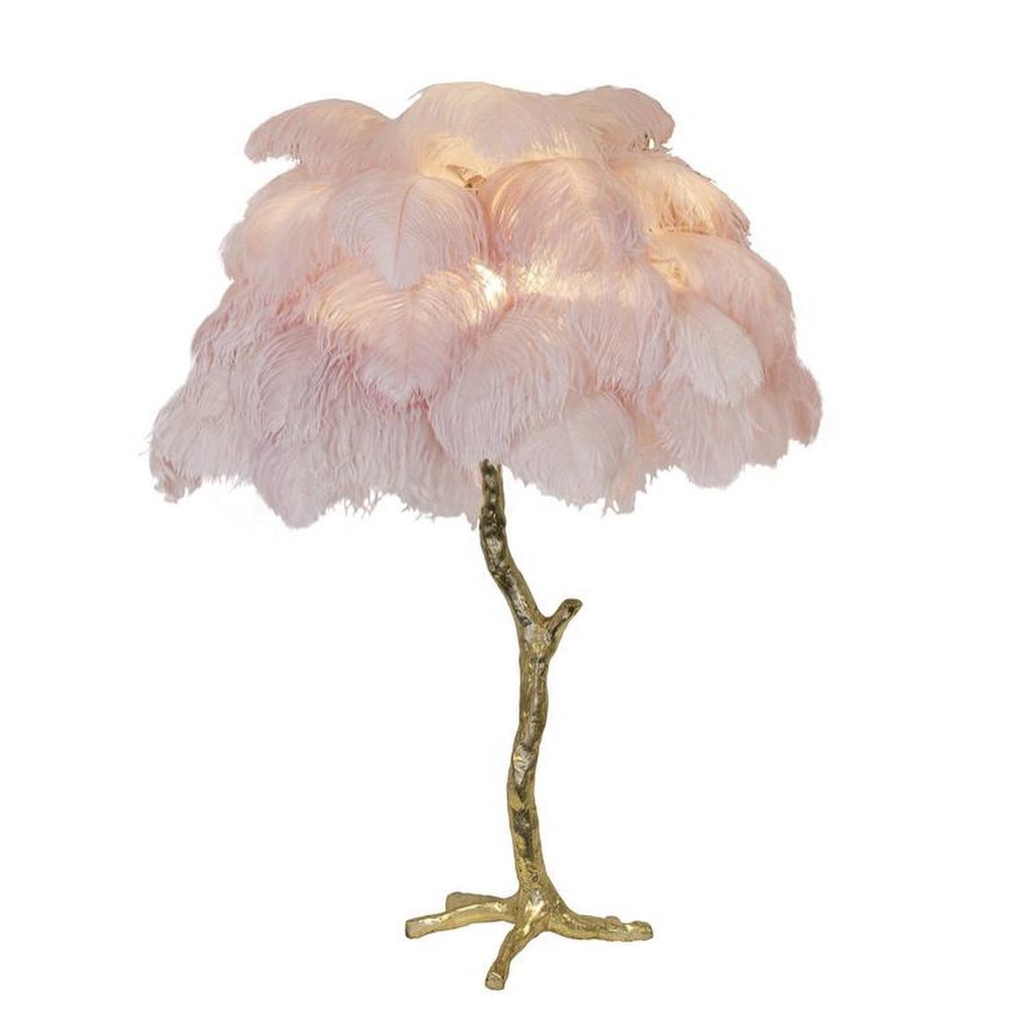 Lámpara de mesa de plumas de avestruz