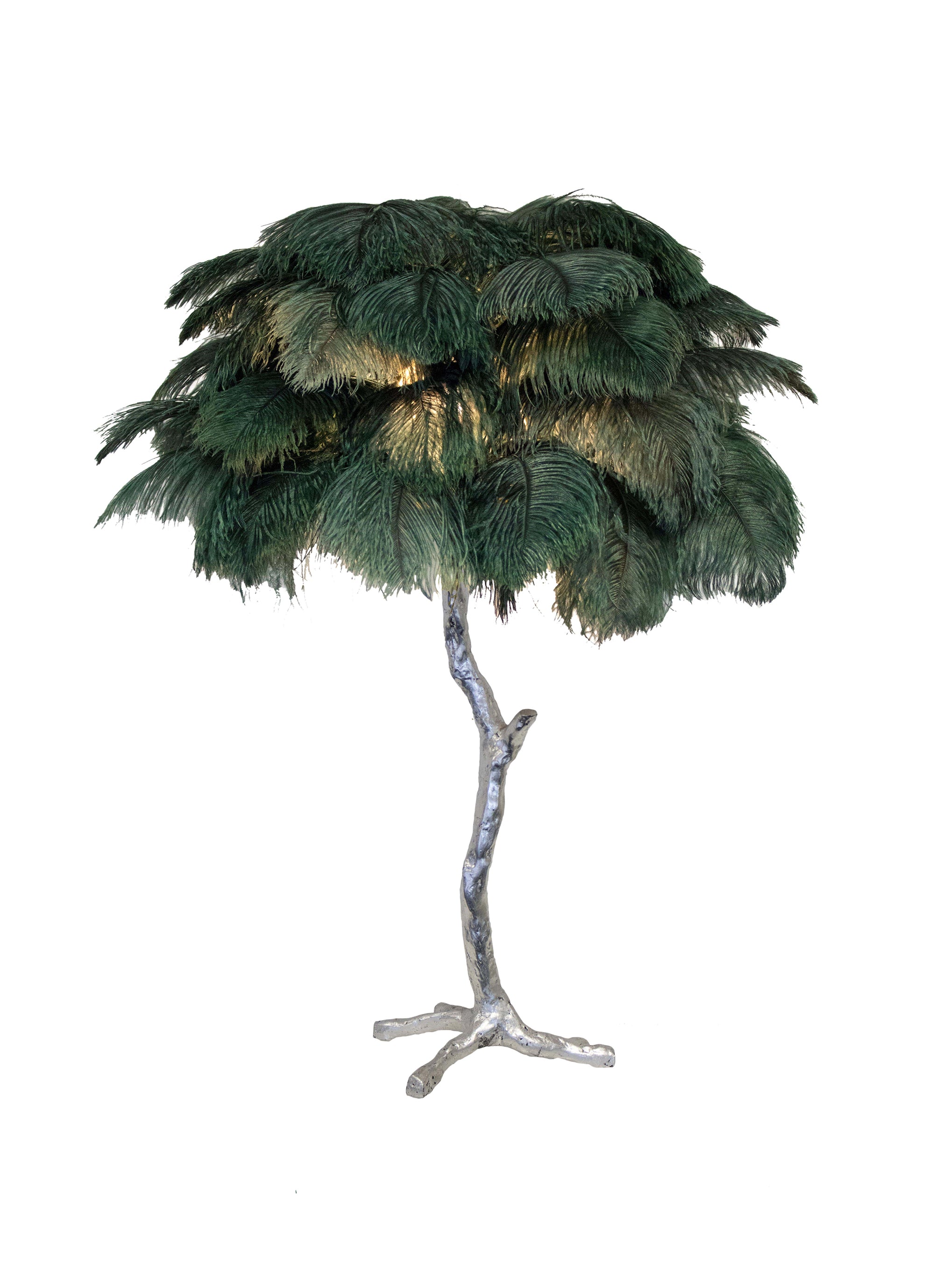 Lámpara de mesa de plumas de avestruz