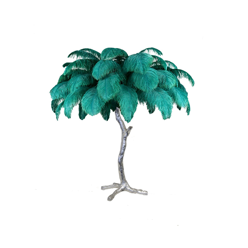 Lámpara de mesa de plumas de avestruz