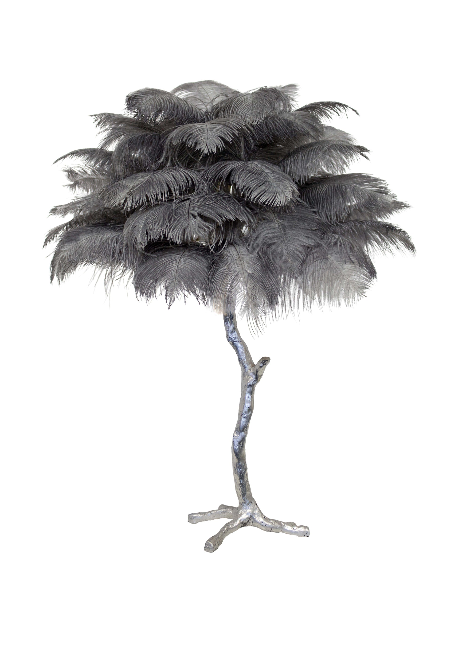 Lámpara de mesa de plumas de avestruz