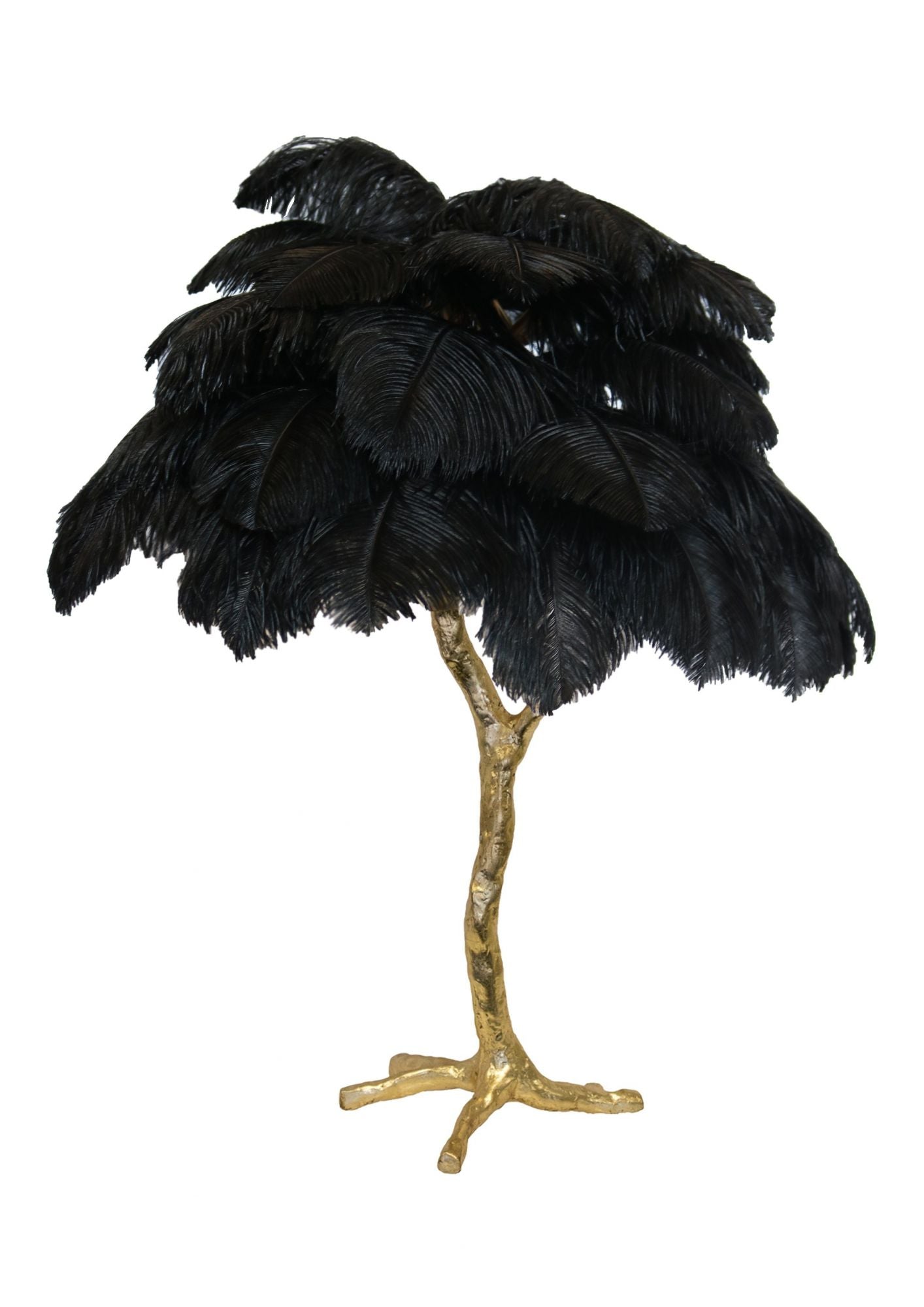 Lámpara de mesa de plumas de avestruz