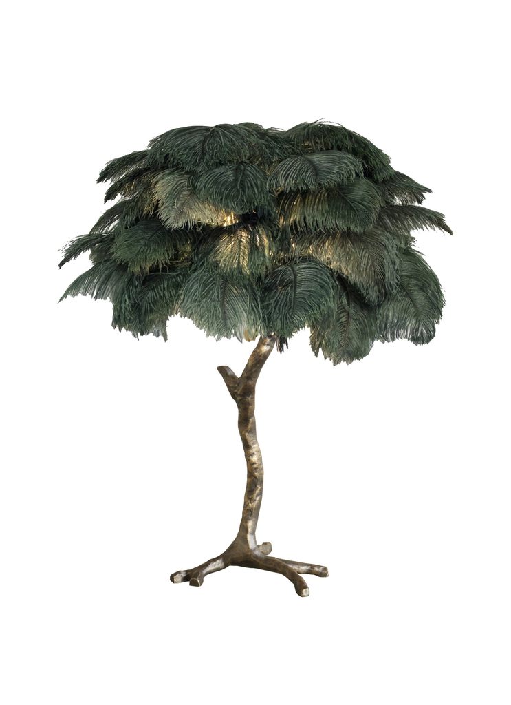 Lámpara de mesa de plumas de avestruz