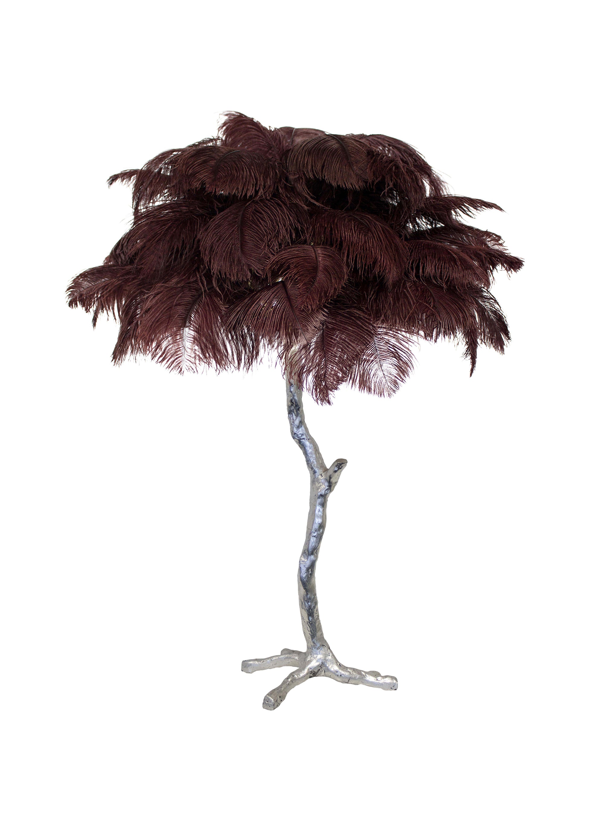 Lámpara de mesa de plumas de avestruz
