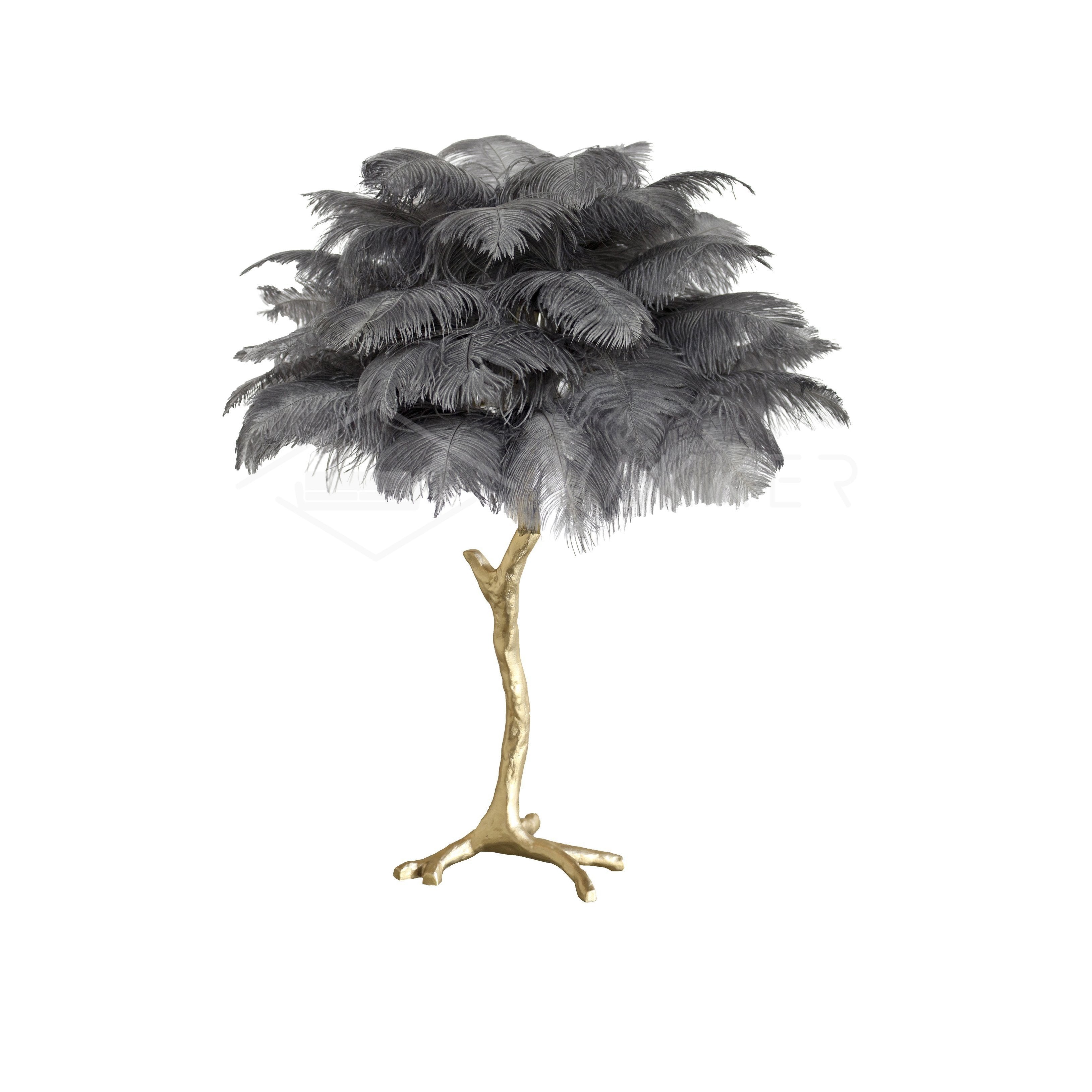 Lámpara de mesa de plumas de avestruz