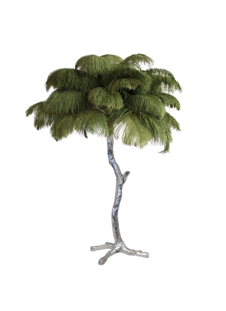 Lámpara de mesa de plumas de avestruz