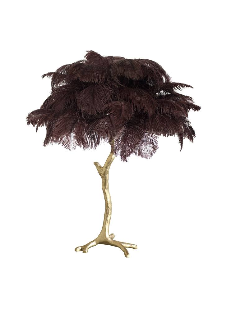 Lámpara de mesa de plumas de avestruz