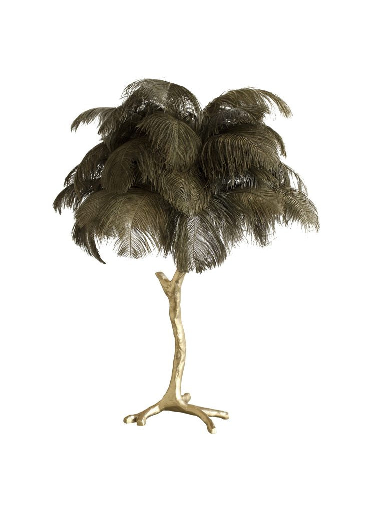 Lámpara de mesa de plumas de avestruz