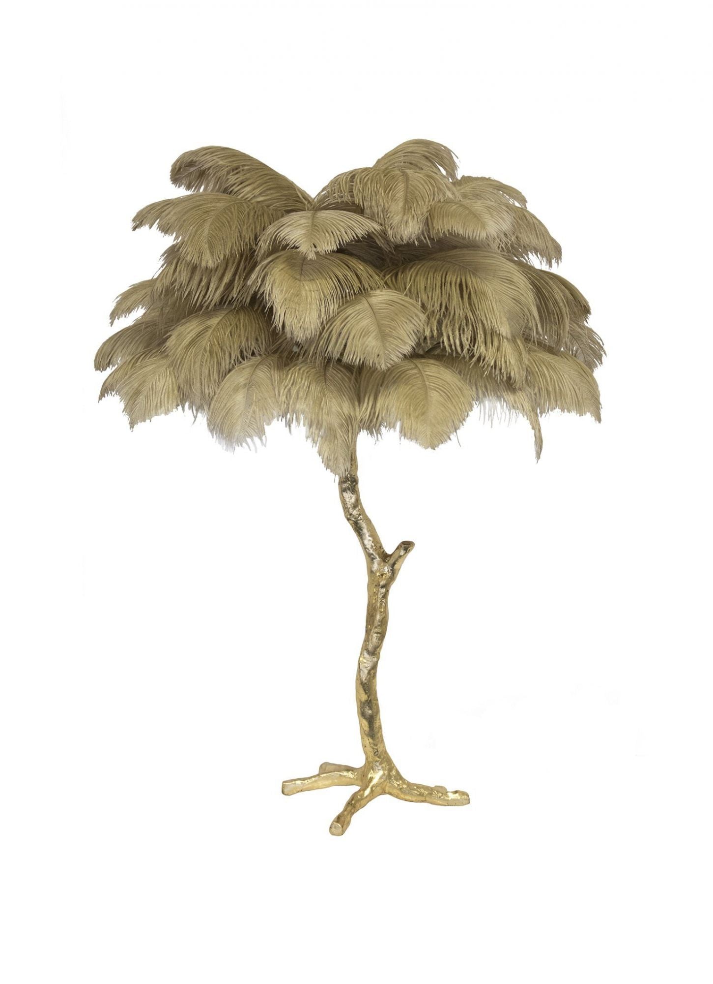 Lámpara de mesa de plumas de avestruz