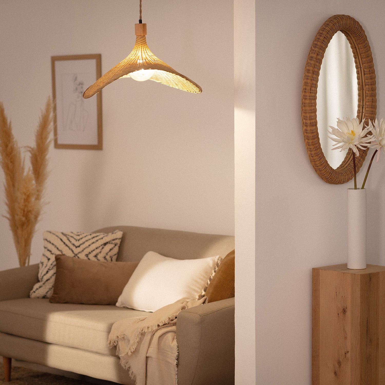 Straw hat Pendant Light