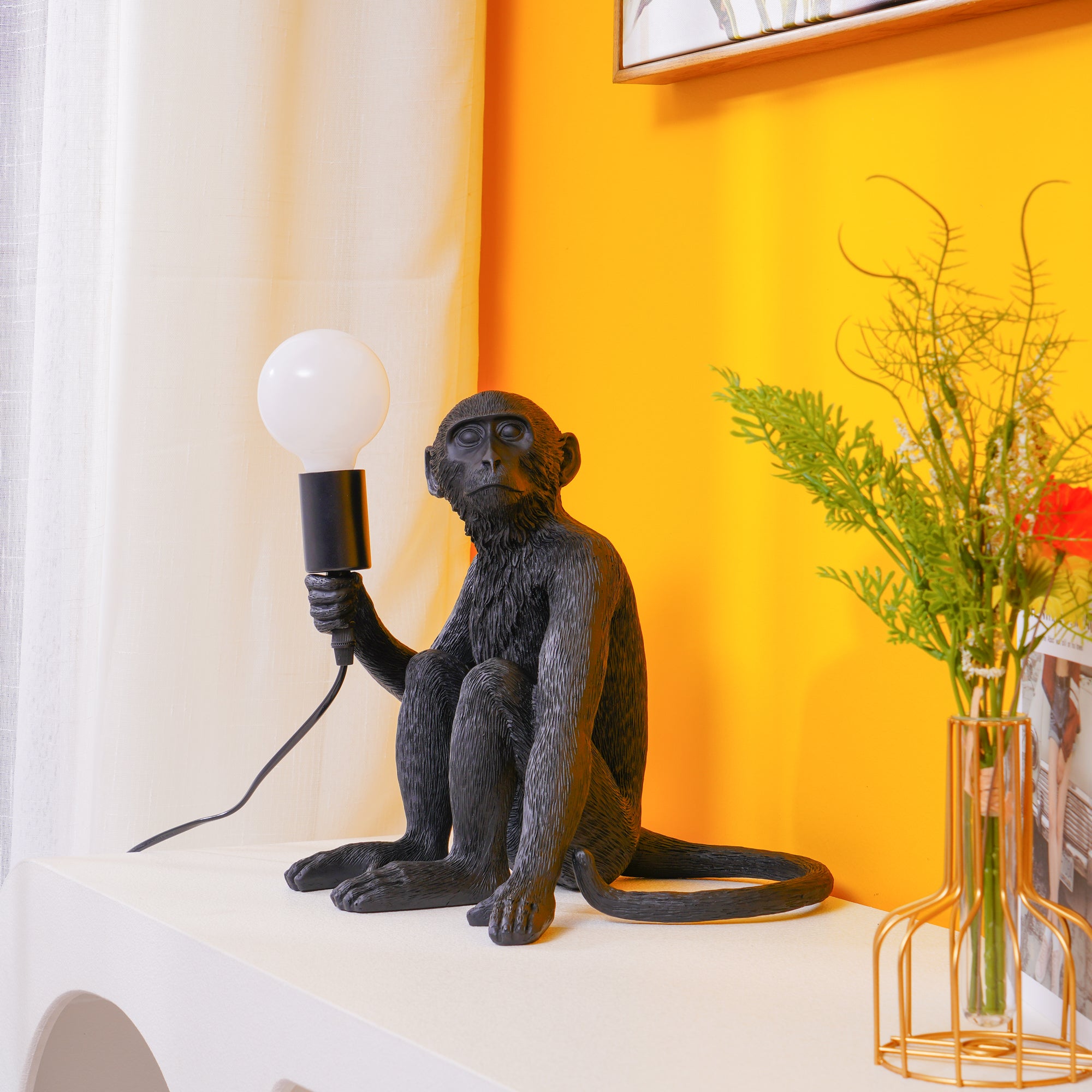 Monkey Resin Table Lamp