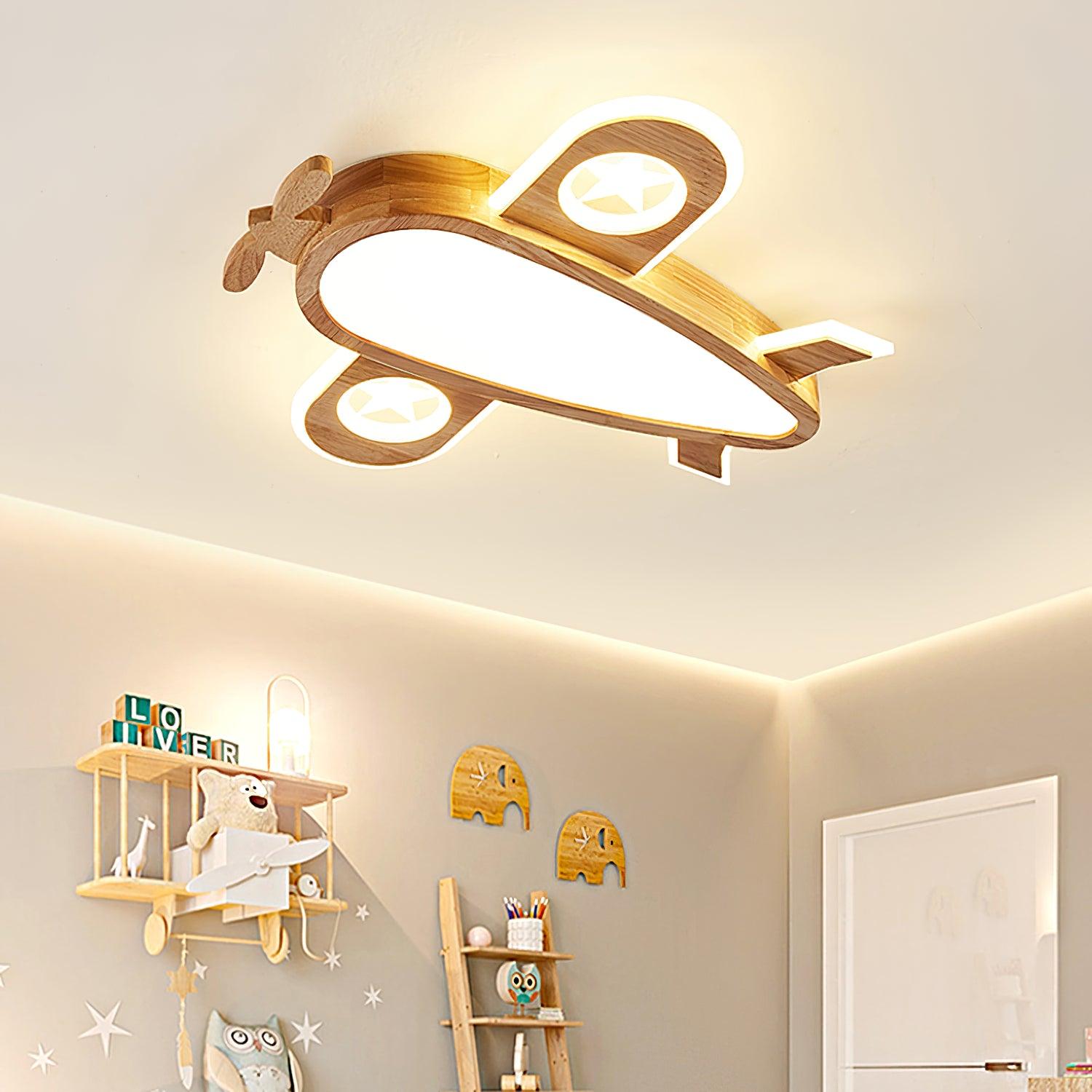 Wood Airplane Ceiling Lamp - Decormote